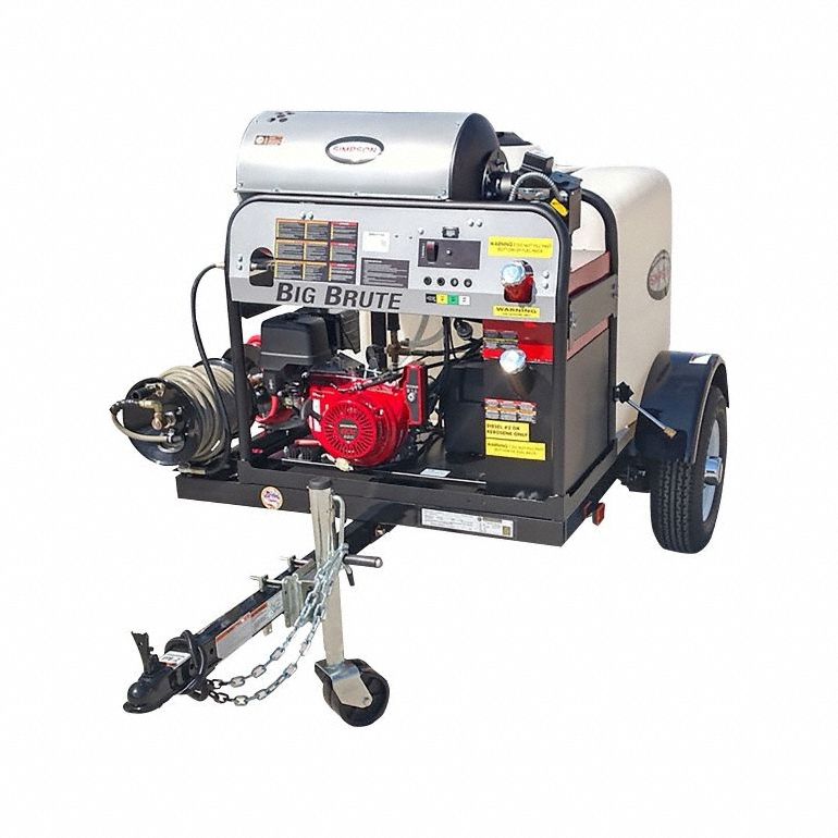 Pressure Washer Trailer: Trailer Pressure Washer, Hot, Heavy Duty, Diesel, 4 gpm Flow Rate