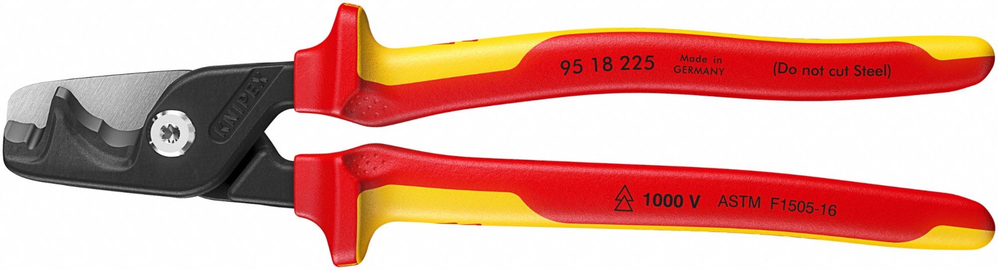KNIPEX, Plastic Handle, Straight, StepCut XL Cable Shear - 887ZJ7