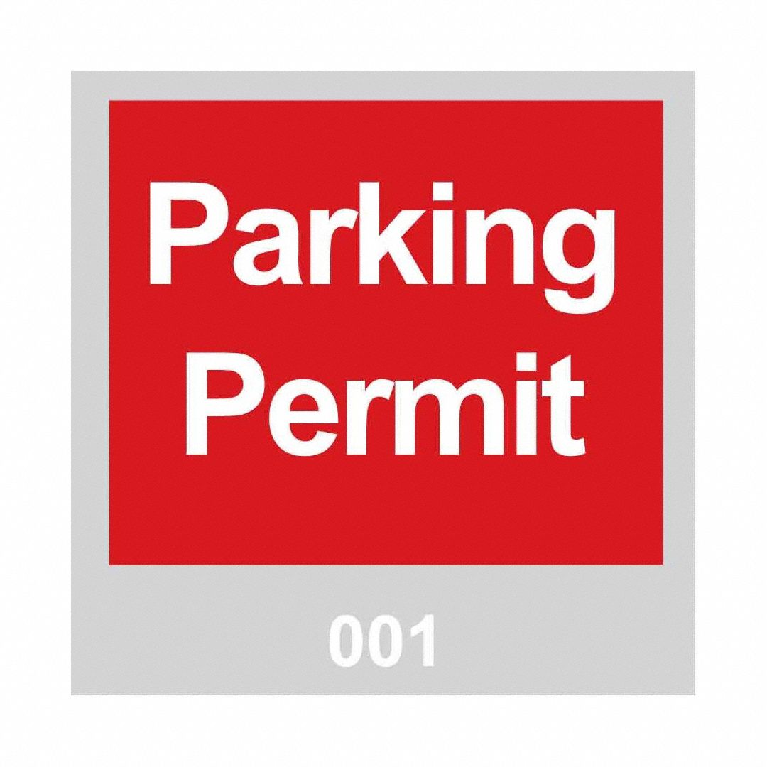 Parking Permit: Parking Permit, 3 in Overall Wd, Vinyl, Red, 3 in Card Ht, 100 PK