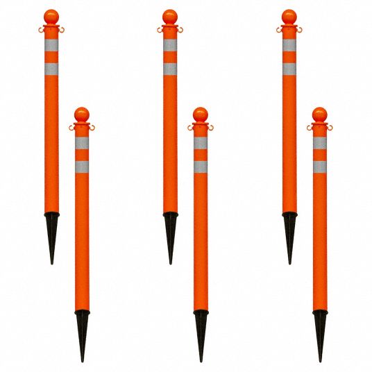 35 in Overall Ht, Safety Orange, Ground Post - 33HG19|95412-6DOT - Grainger