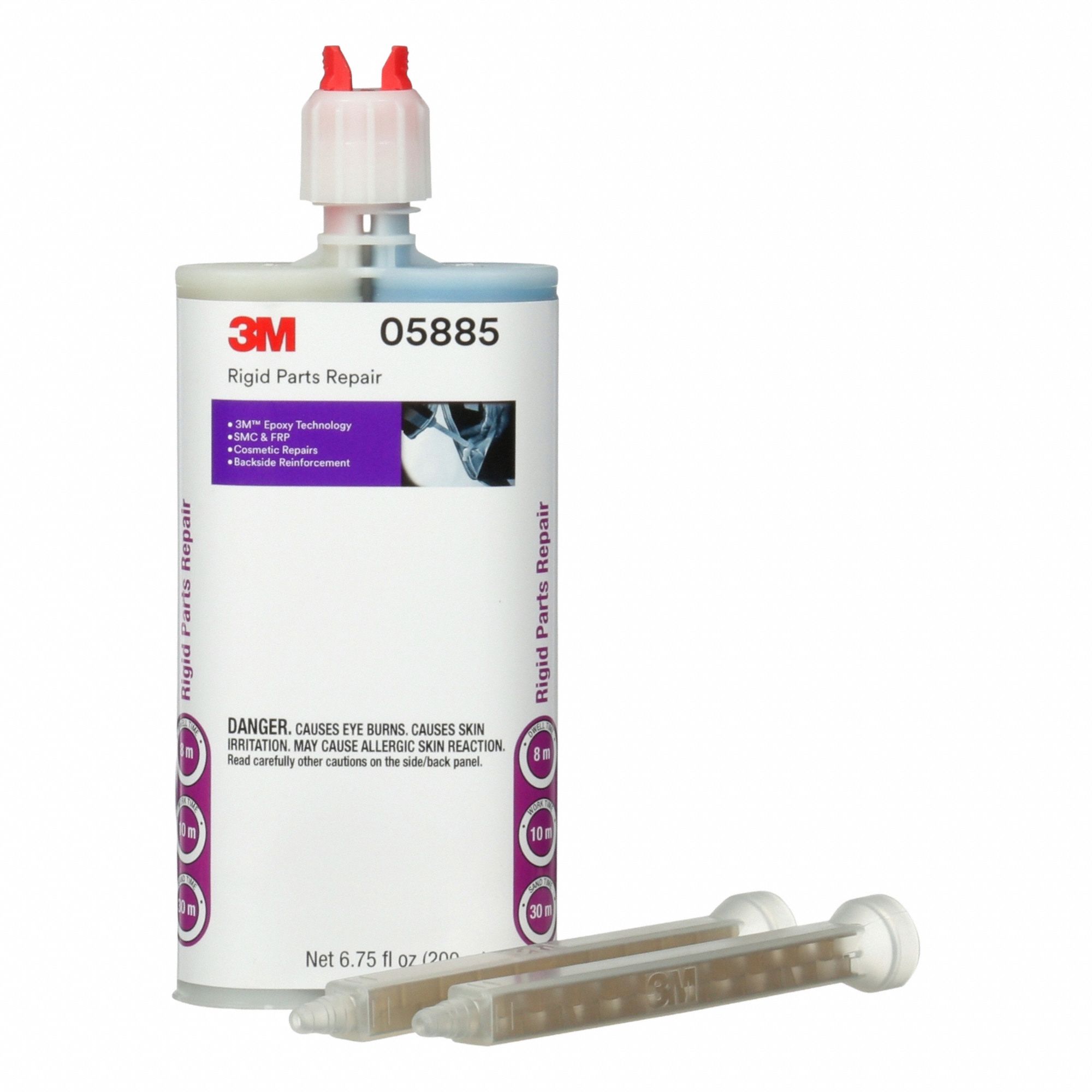 Rigid Parts Repair: Epoxy, Blue, Plastic, 8 min Working Time, 4 hr Full Cure Time, Cartridge
