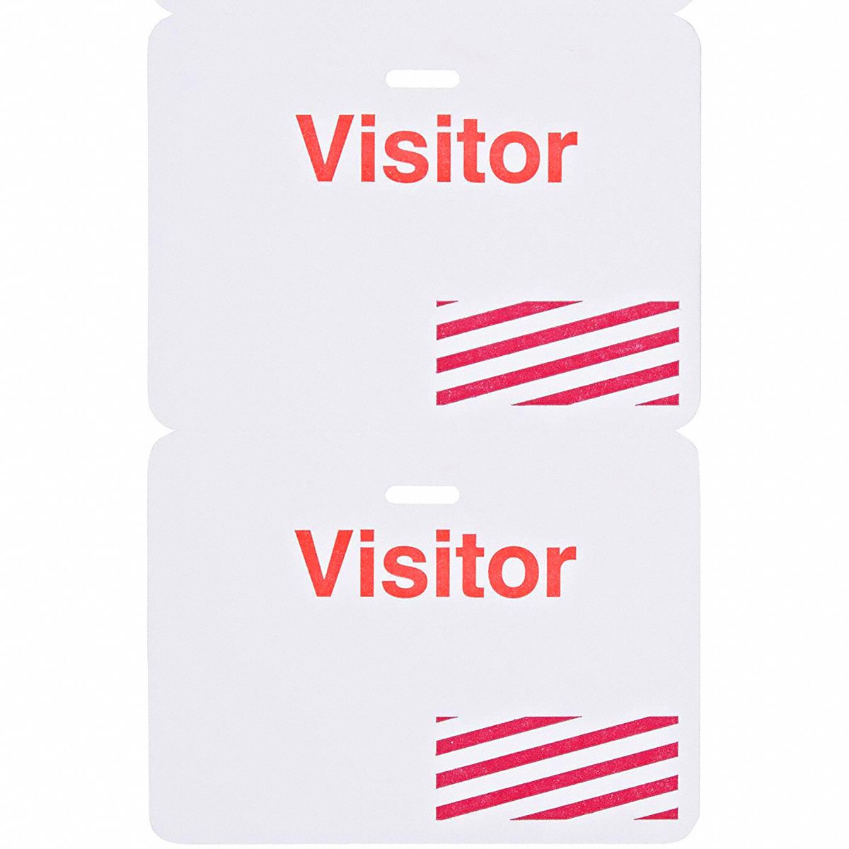 Card Clip On Badge: Visitor, Paper, White, 3 in Card Ht, 4 in Card Wd, 500 PK