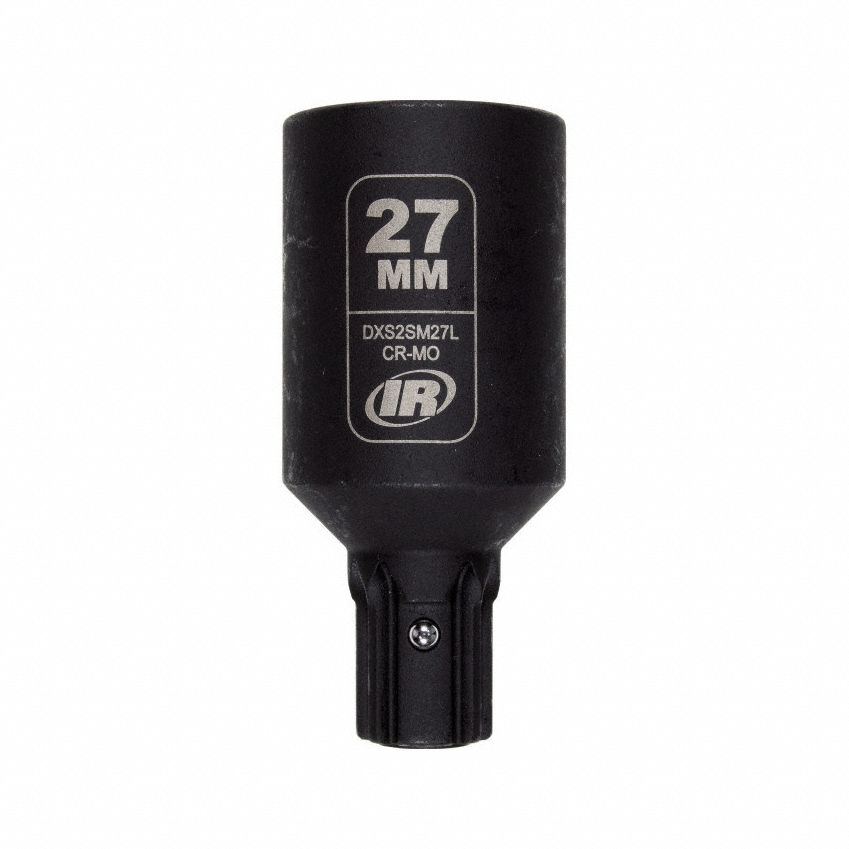 Impact Socket: Metric, 27 mm Socket Size, 6-Point, Deep, 2 61/64 in Overall Lg