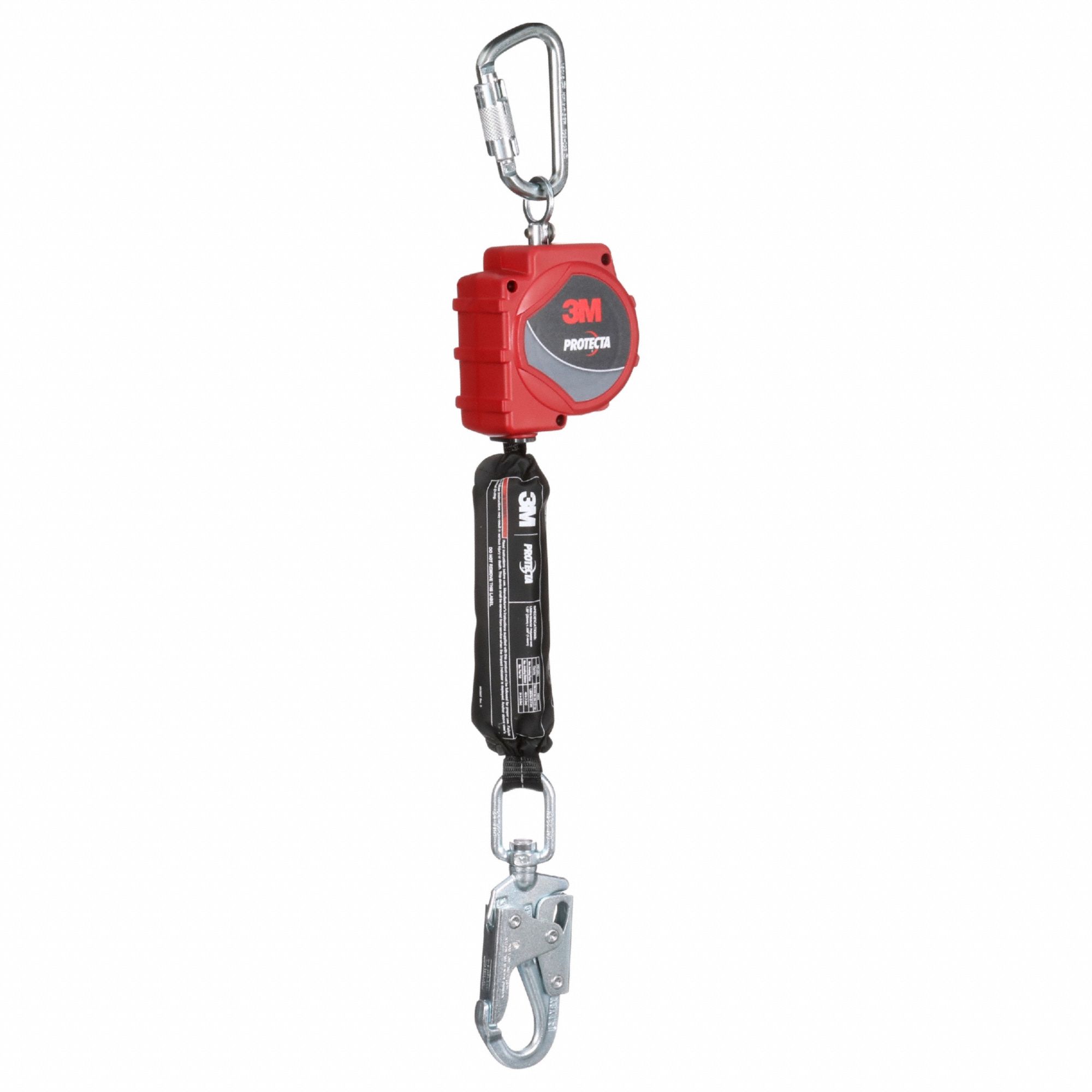 Self-Retracting Lifeline: Steel Carabiner Anchor, Harness Steel Snap Hook, 11 ft Line, Protecta