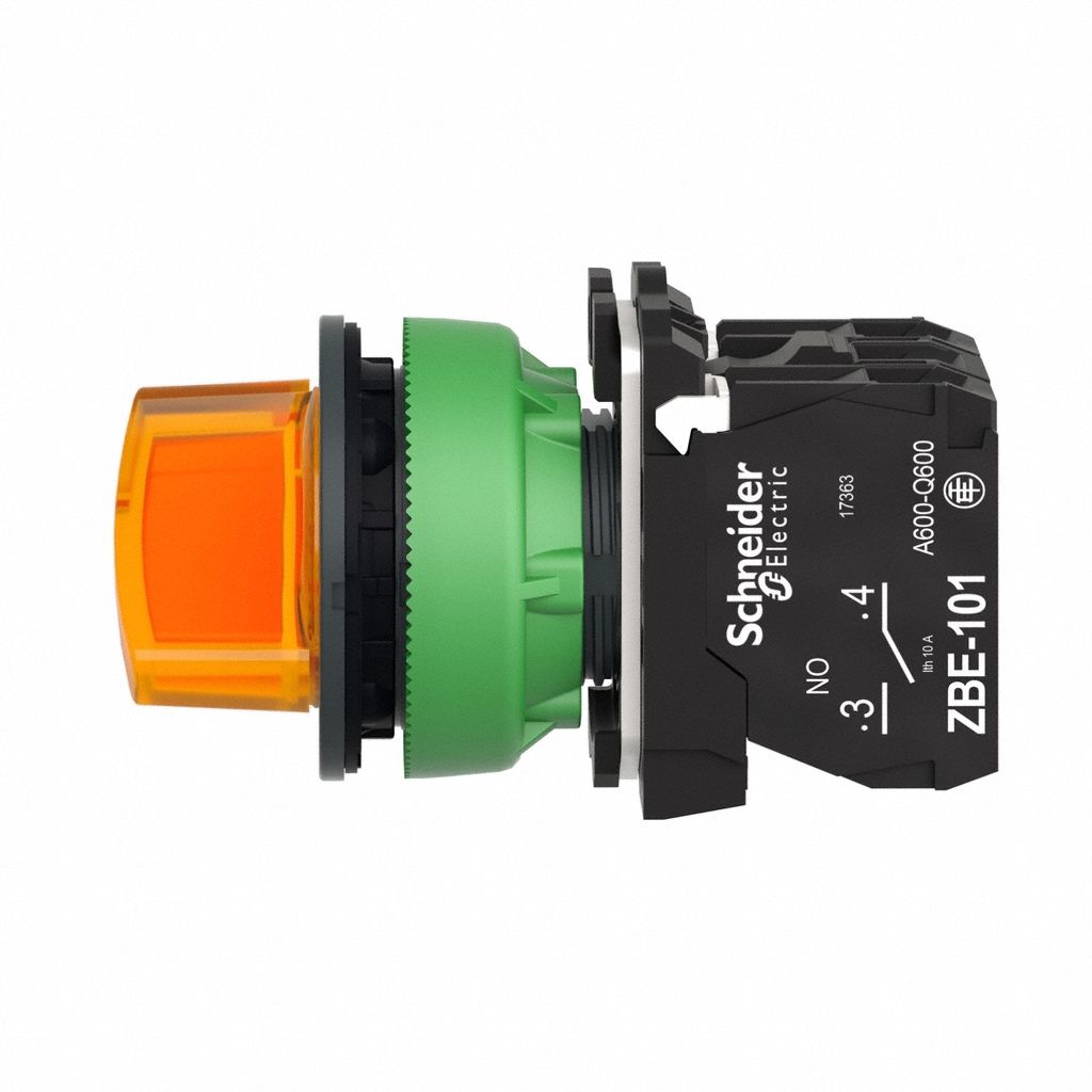 Selector Switch: 30 mm Panel Mounting Size, 2 Positions, Short Lever, 1NO/1NC