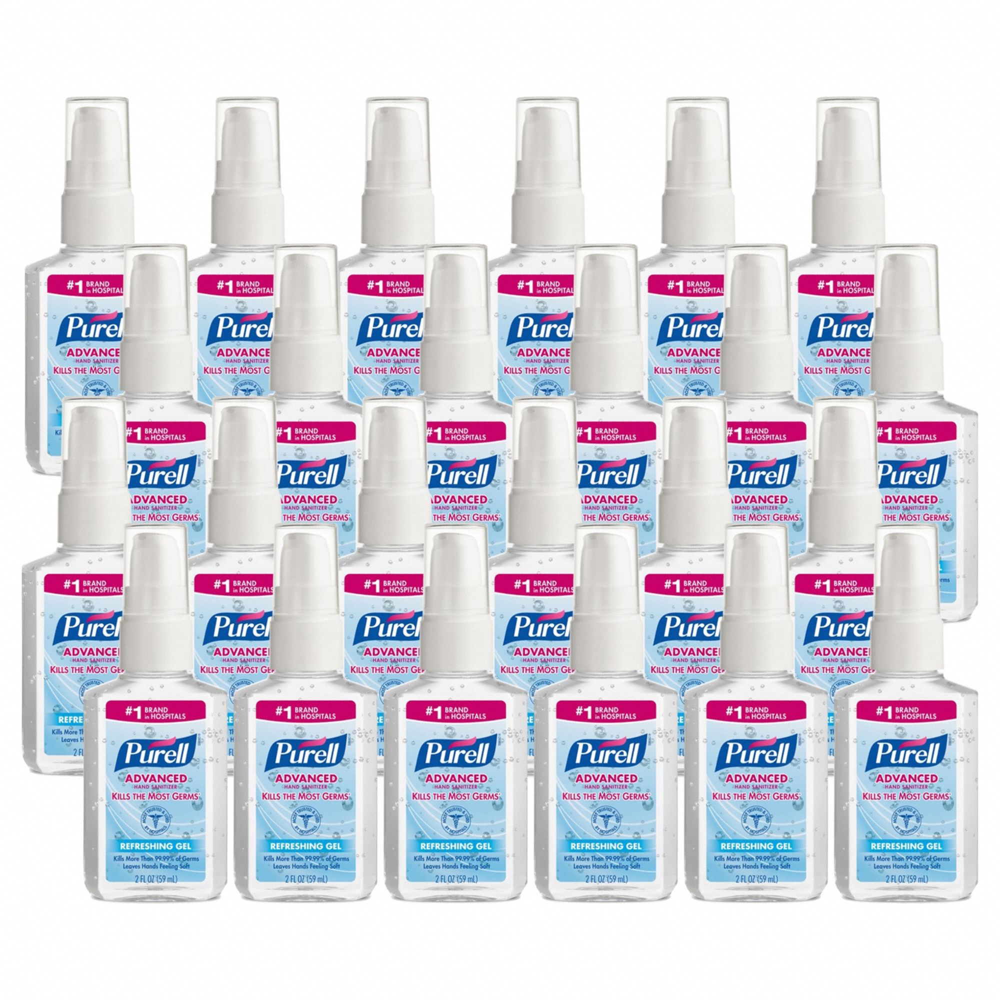 Hand Sanitizer: Gel, Pump Bottle, 2 oz, Citrus, Ethyl Alcohol, 24 Pumps Included, 24 PK
