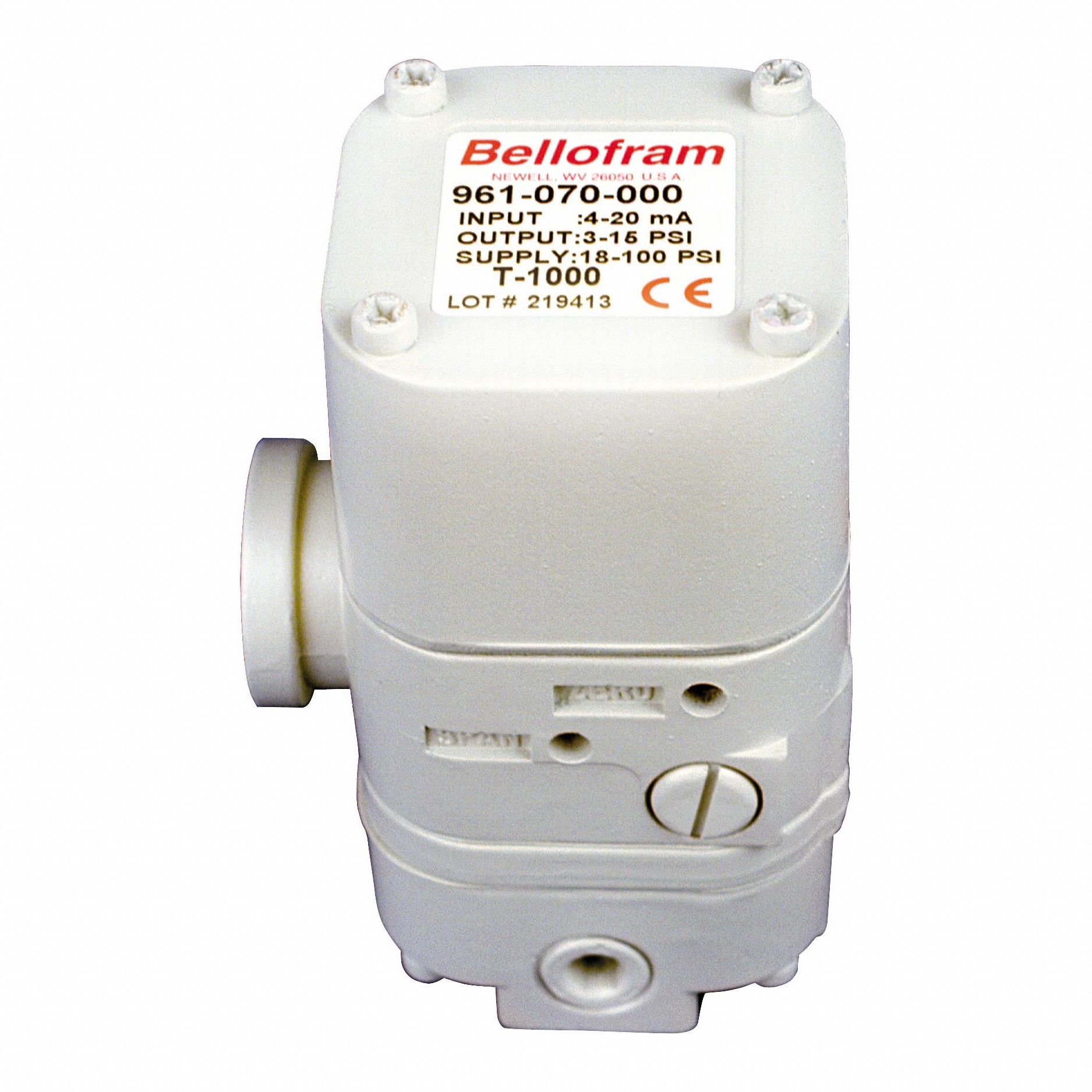 Electro-Pnuematic Transducer: 20 mA to 4 mA Input, 3 psig to 15 psig Nominal Pressure