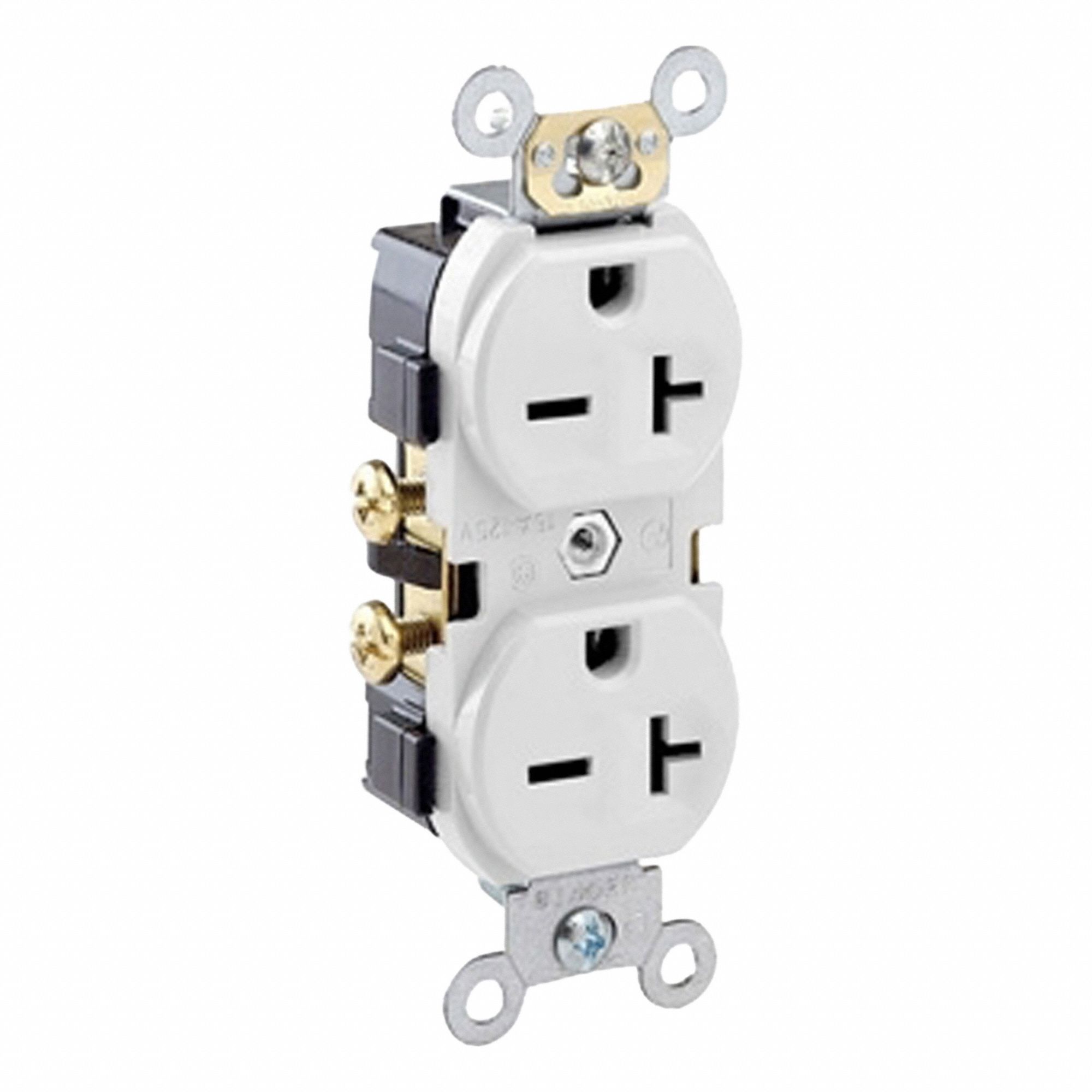 Duplex Receptacle Outlet: Duplex, 6-20R, 250V AC, 20 A, White, 2 Pole / 3 Wire