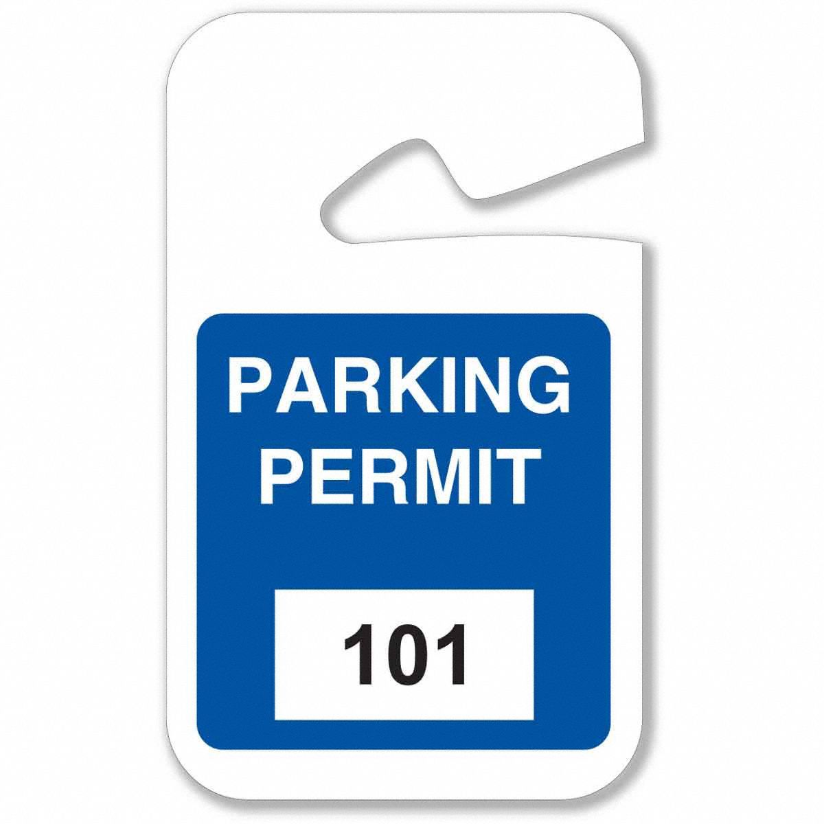 PARKING PERMITS,REARVIEW,101-200,WHT/BLU