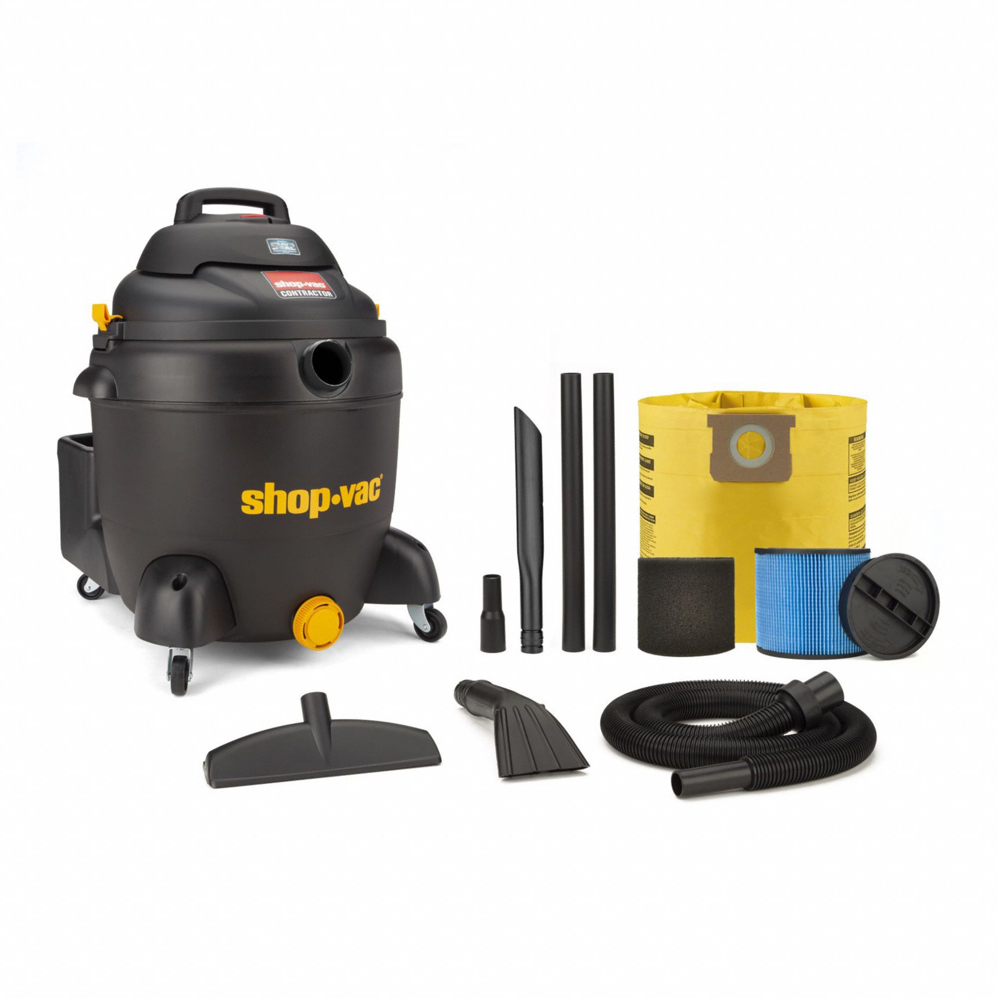 SHOP VACUUM,18 GAL,PLASTIC,100 CFM