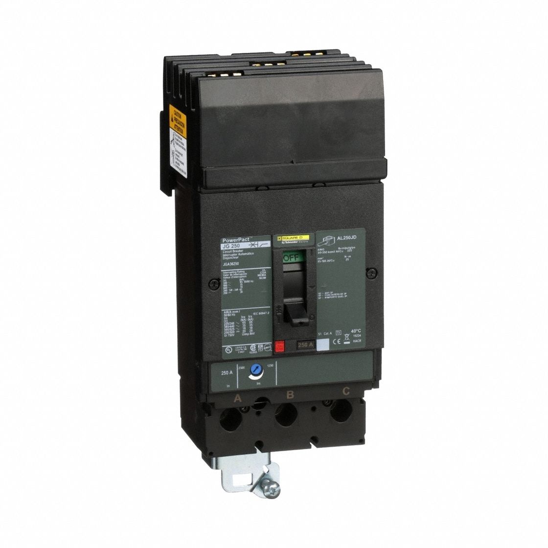 Molded Case Circuit Breaker: 250 A Amps, 25kA at 240V AC, Instantaneous, Line/Load Lug, ABC, 3 Poles