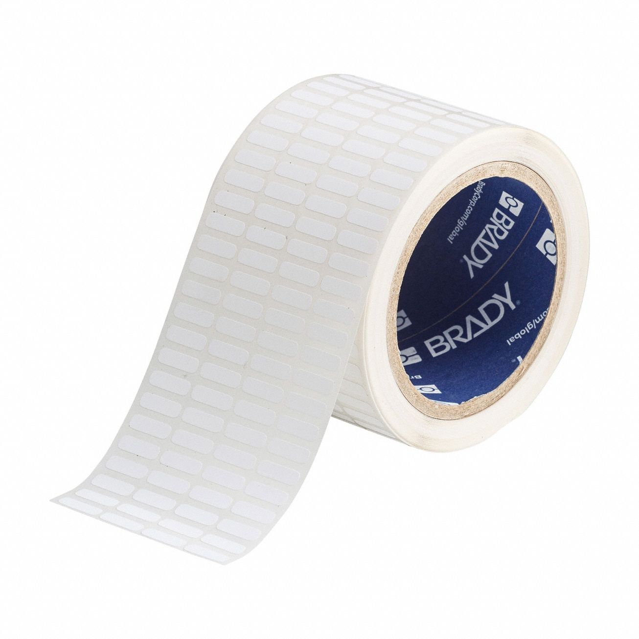 Pre-Cut Label Stock Roll: 13/64 in x 21/32 in, Rubber, Removable Adhesive, 10, 000 Labels, Removable