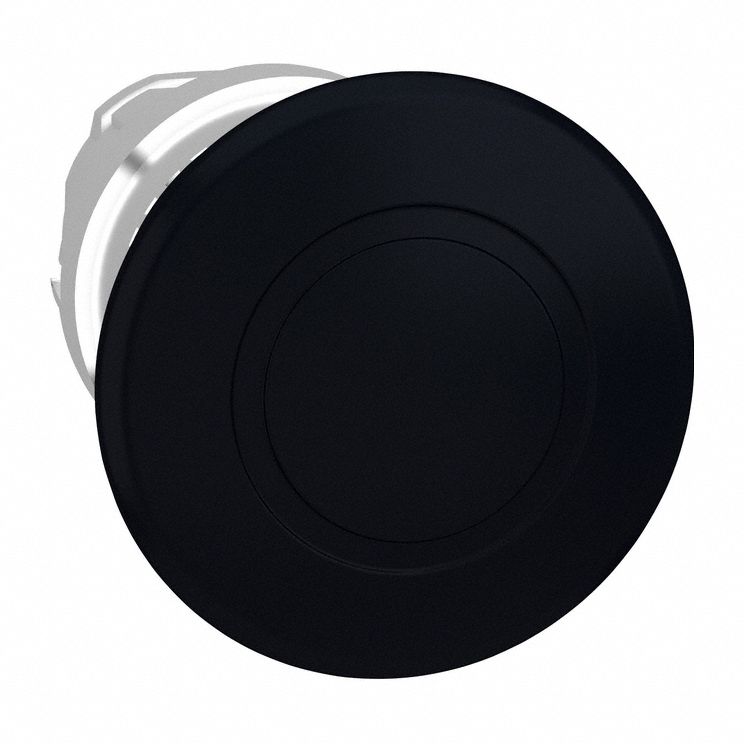 Mushroom Head Push Button: Black, 22 mm Mounting Size, Metallic, Maintained