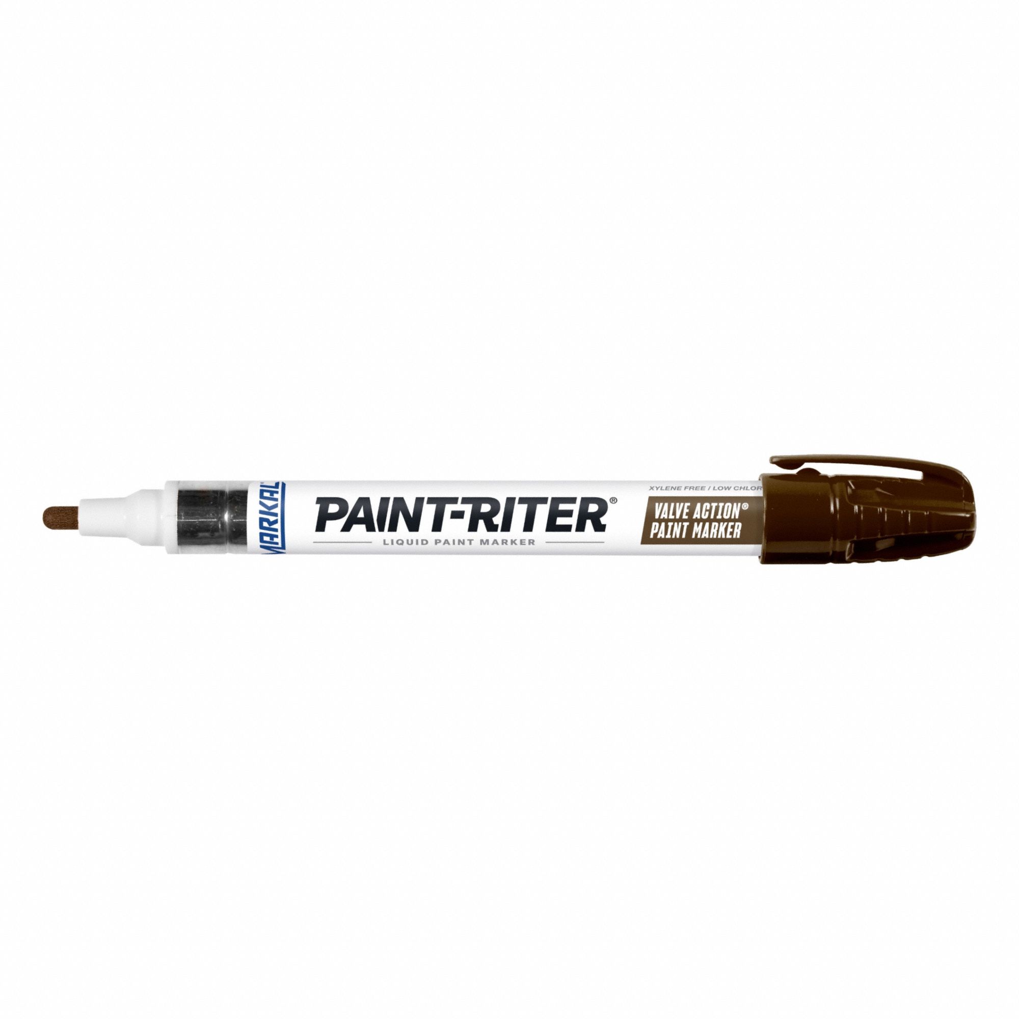 Liquid Paint Marker: 3.18 mm Tip Wd, Fiber Nib, Brown, Point, Gen Purpose