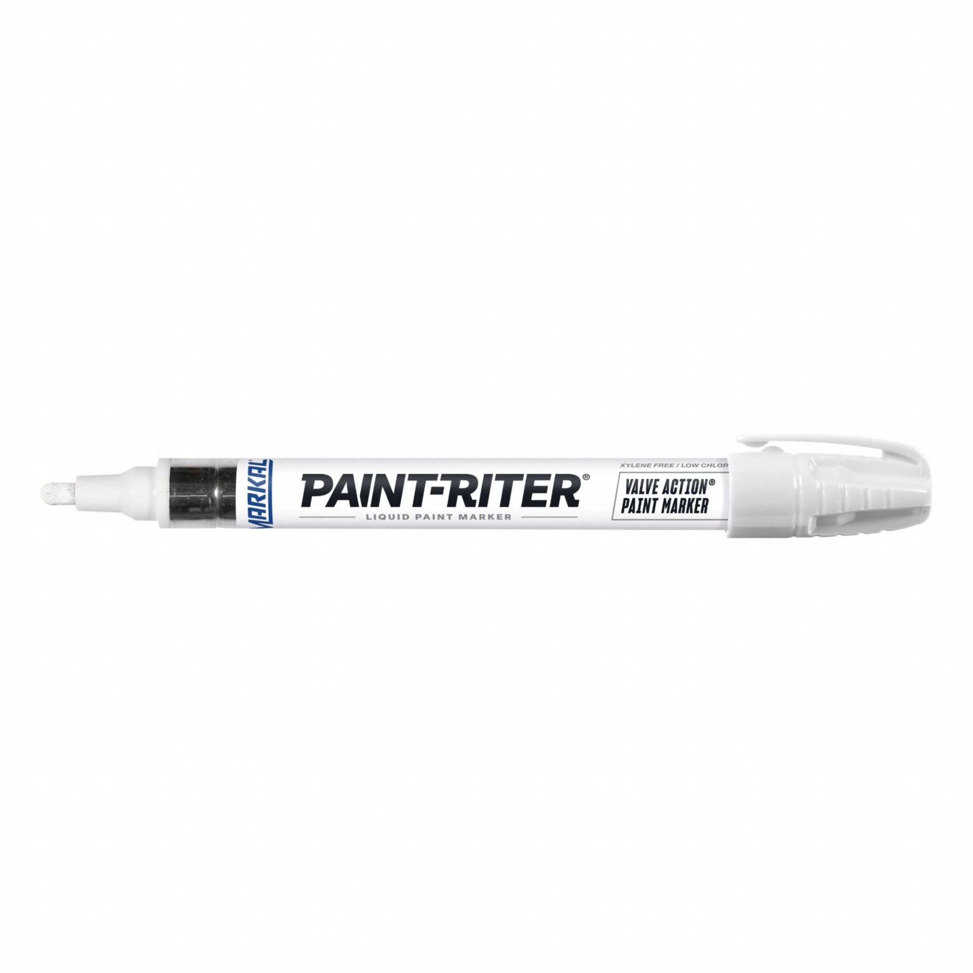Liquid Paint Marker: 3.18 mm Tip Wd, Fiber Nib, White, Point, Gen Purpose