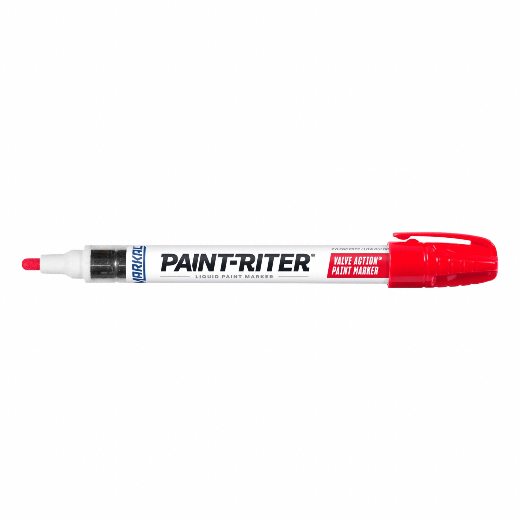 Liquid Paint Marker: 3.18 mm Tip Wd, Fiber Nib, Red, Point, Gen Purpose