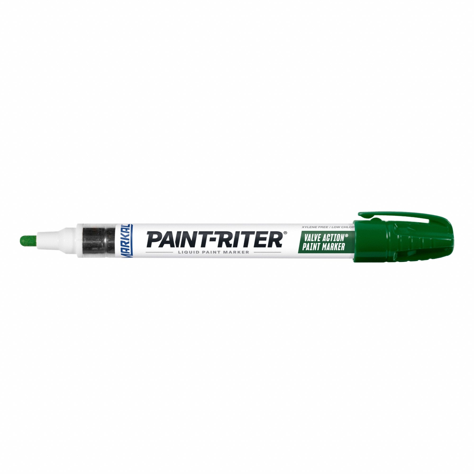 Liquid Paint Marker: 3.18 mm Tip Wd, Fiber Nib, Green, Point, Gen Purpose