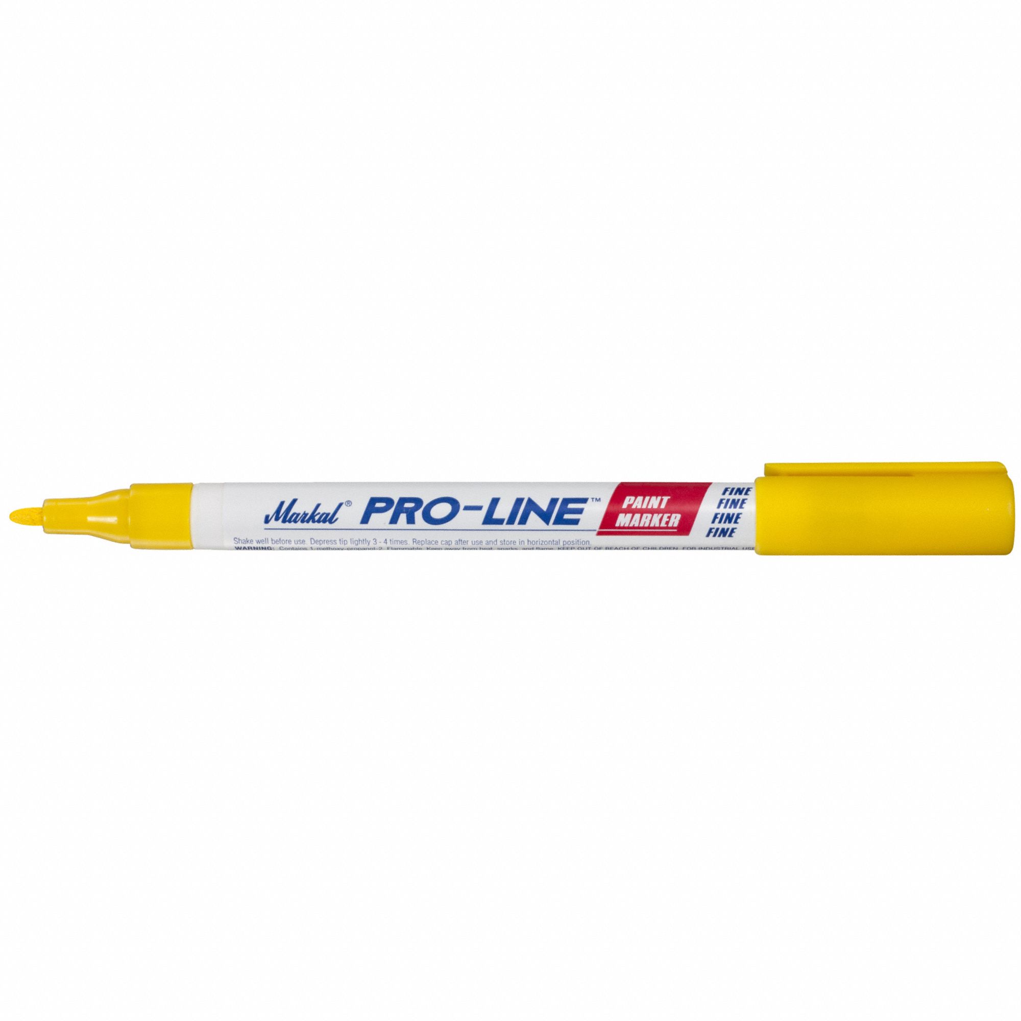 Liquid Paint Marker: 3.18 mm Tip Wd, Fiber, Yellow, Point