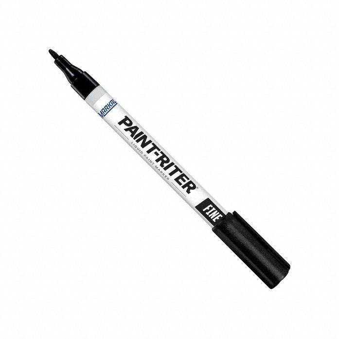 Liquid Paint Marker: 3.18 mm Tip Wd, Fiber, Black, Point