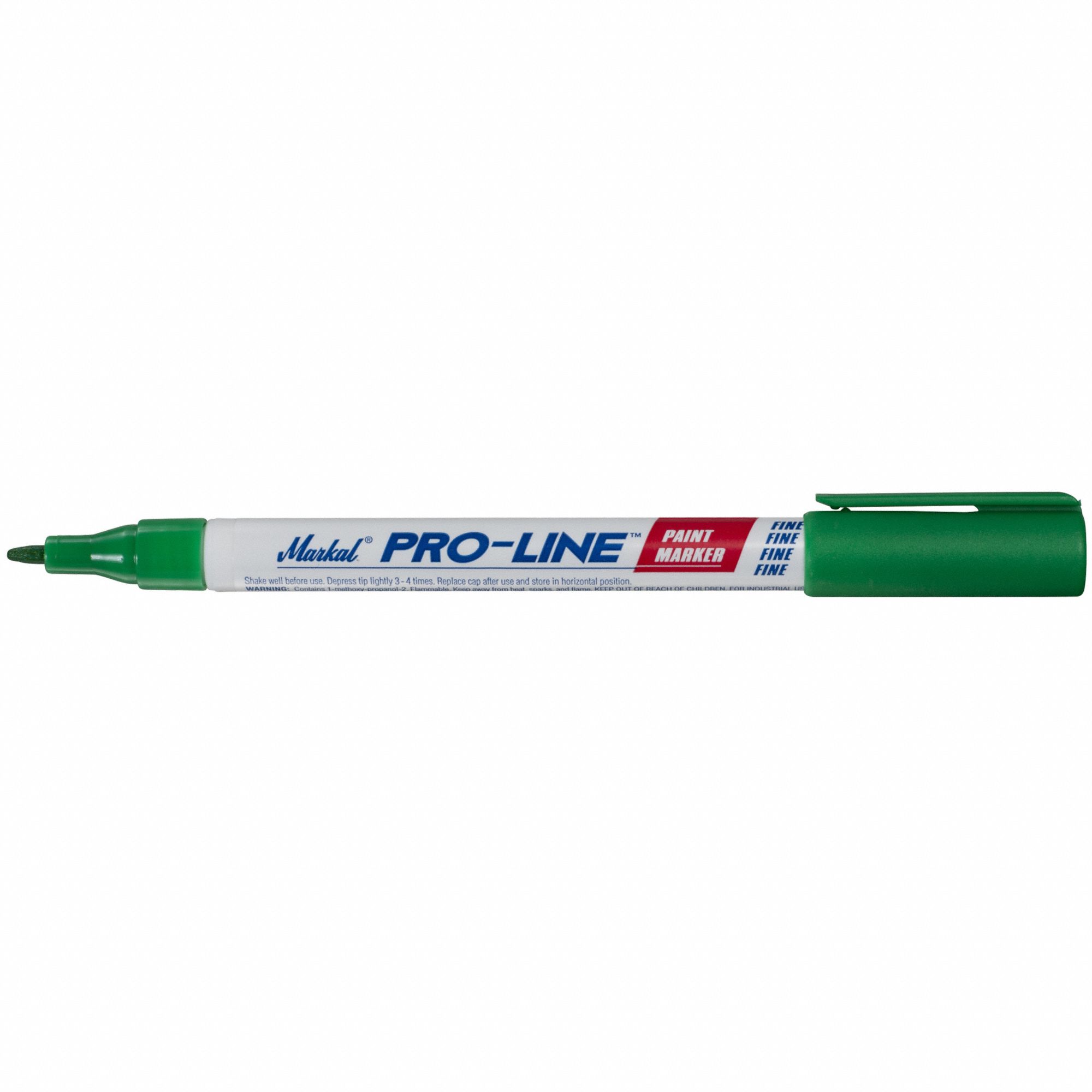 Liquid Paint Marker: 4.76 mm Tip Wd, Fiber Nib, Green, Point