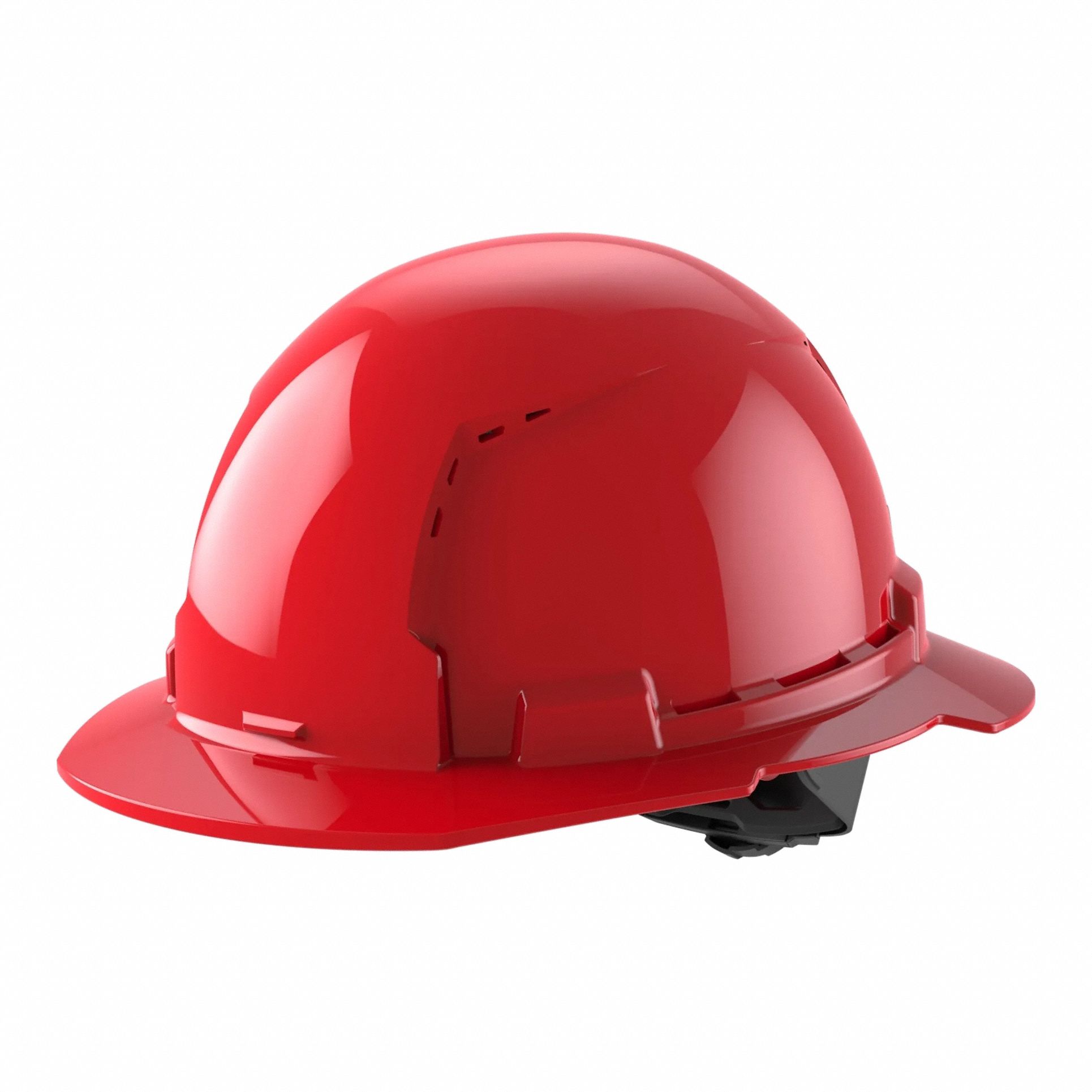 Hard Hat: Red, Ratchet (4-Point), Ratchet, Polyethylene, Side-Slots, Milwaukee, Solid, Red