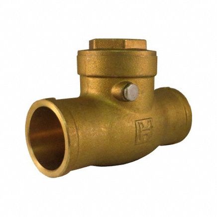 Swing Check Valve: Swing, Inline Valve Body, 1 1/4 in Pipe Size, Sweat x Sweat, Brass