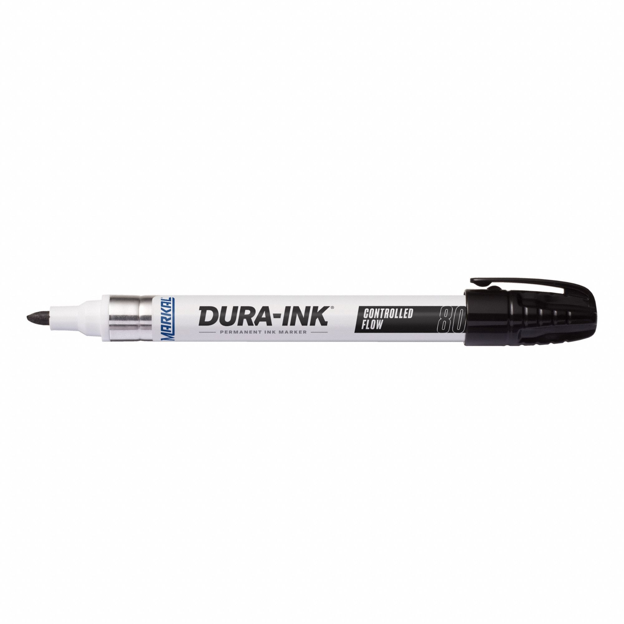Ink Industrial Marker: 1/8 in Tip Wd, Bullet, Black, Valve Actuation Style, Gen Purpose