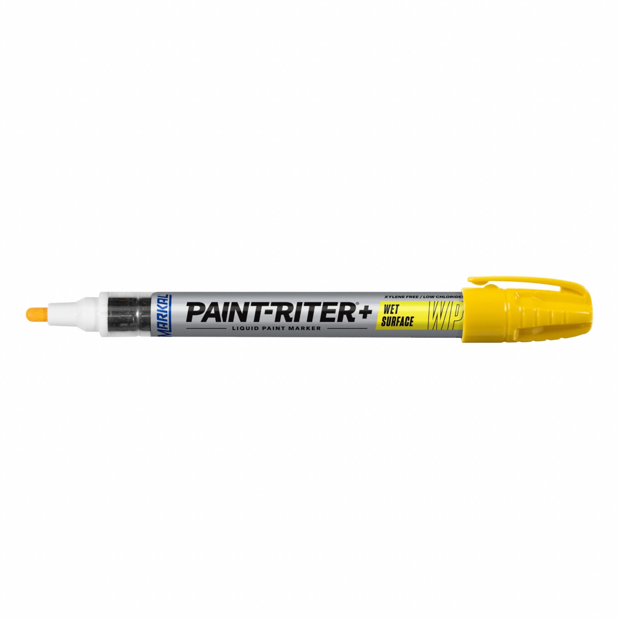 Liquid Paint Marker: 3.18 mm Tip Wd, Fiber Nib, Yellow, Point