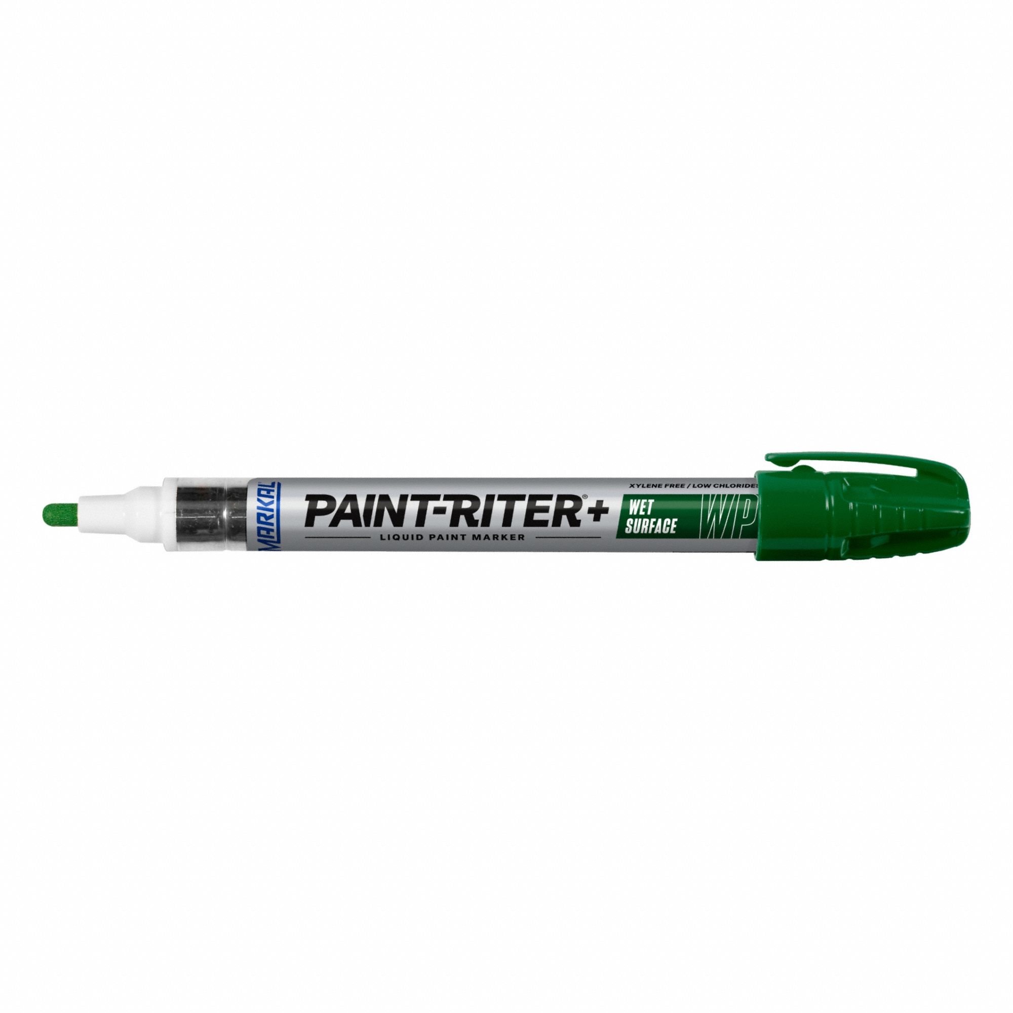 Liquid Paint Marker: 3.18 mm Tip Wd, Fiber Nib, Green, Point
