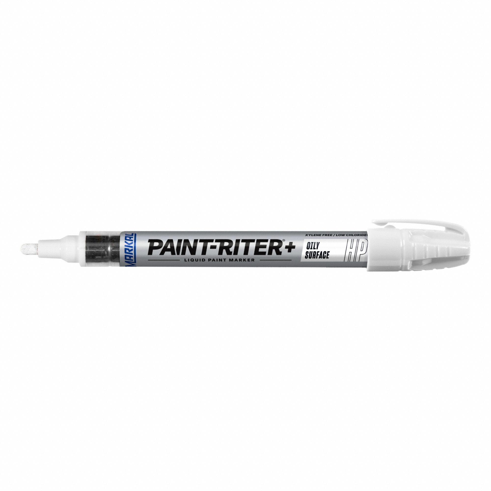 Liquid Paint Marker: 3.18 mm Tip Wd, Fiber Nib, White, Point, Oily Surfaces