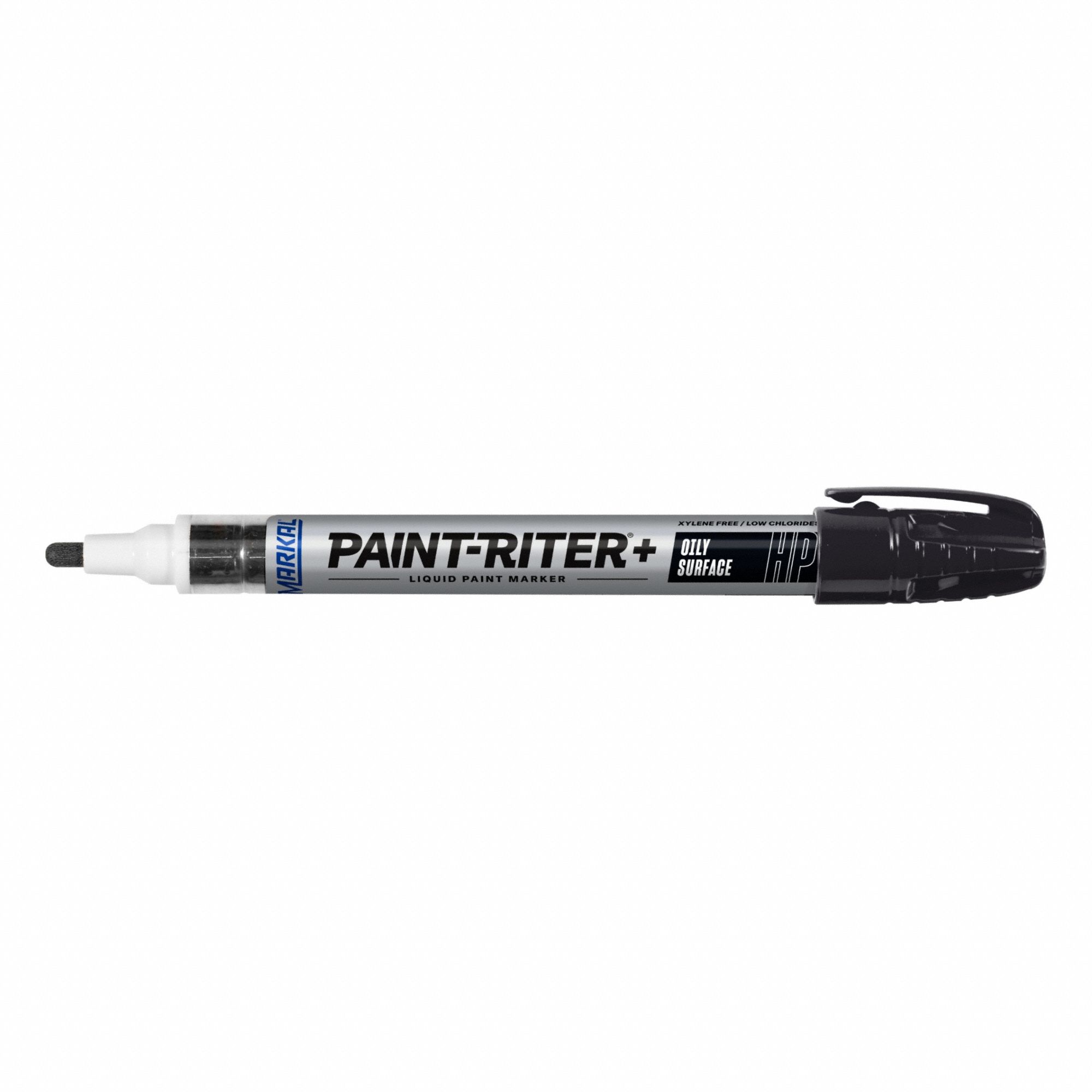 Liquid Paint Marker: 3.18 mm Tip Wd, Fiber Nib, Black, Point, Oily Surfaces