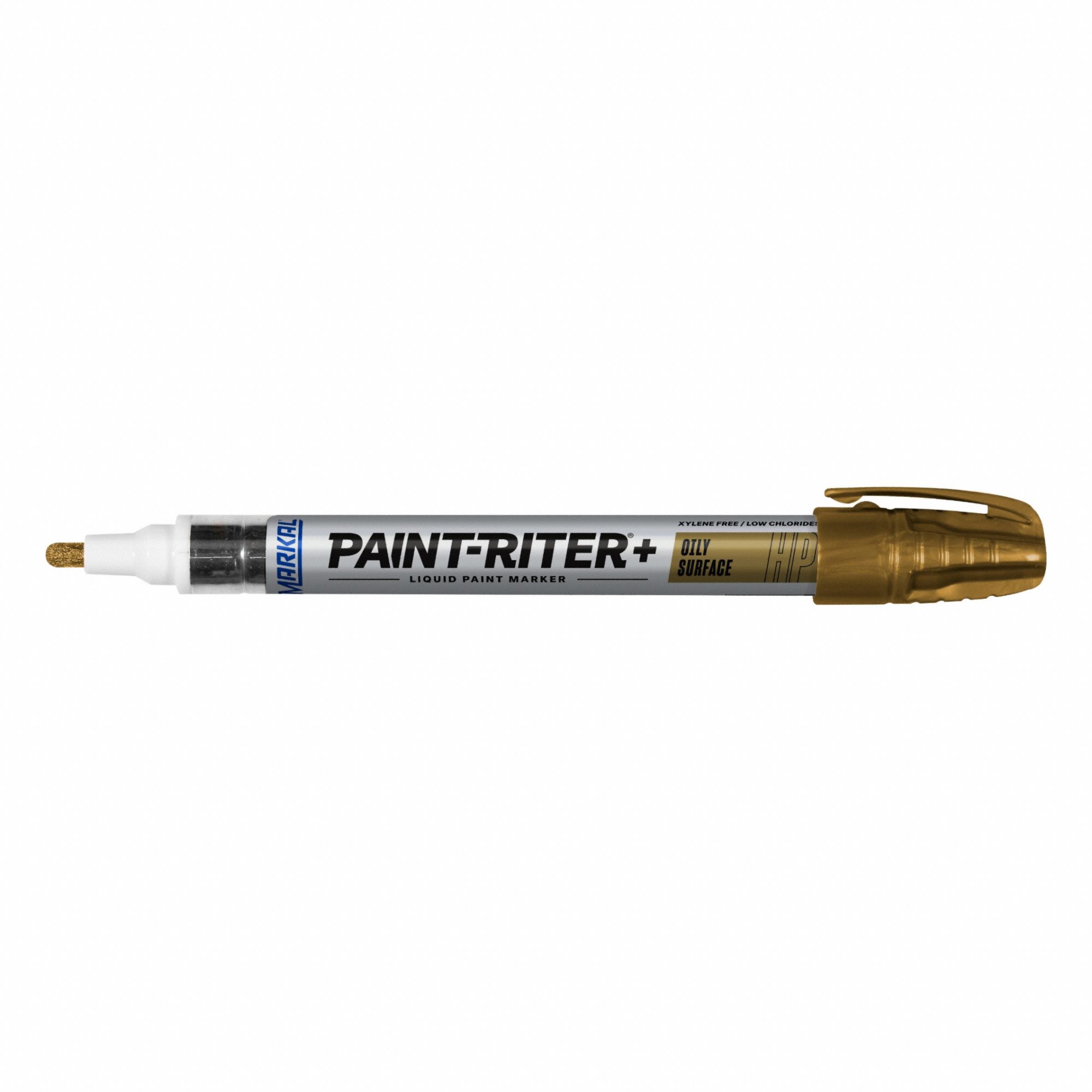 Liquid Paint Marker: 3.18 mm Tip Wd, Fiber Nib, Gold, Point