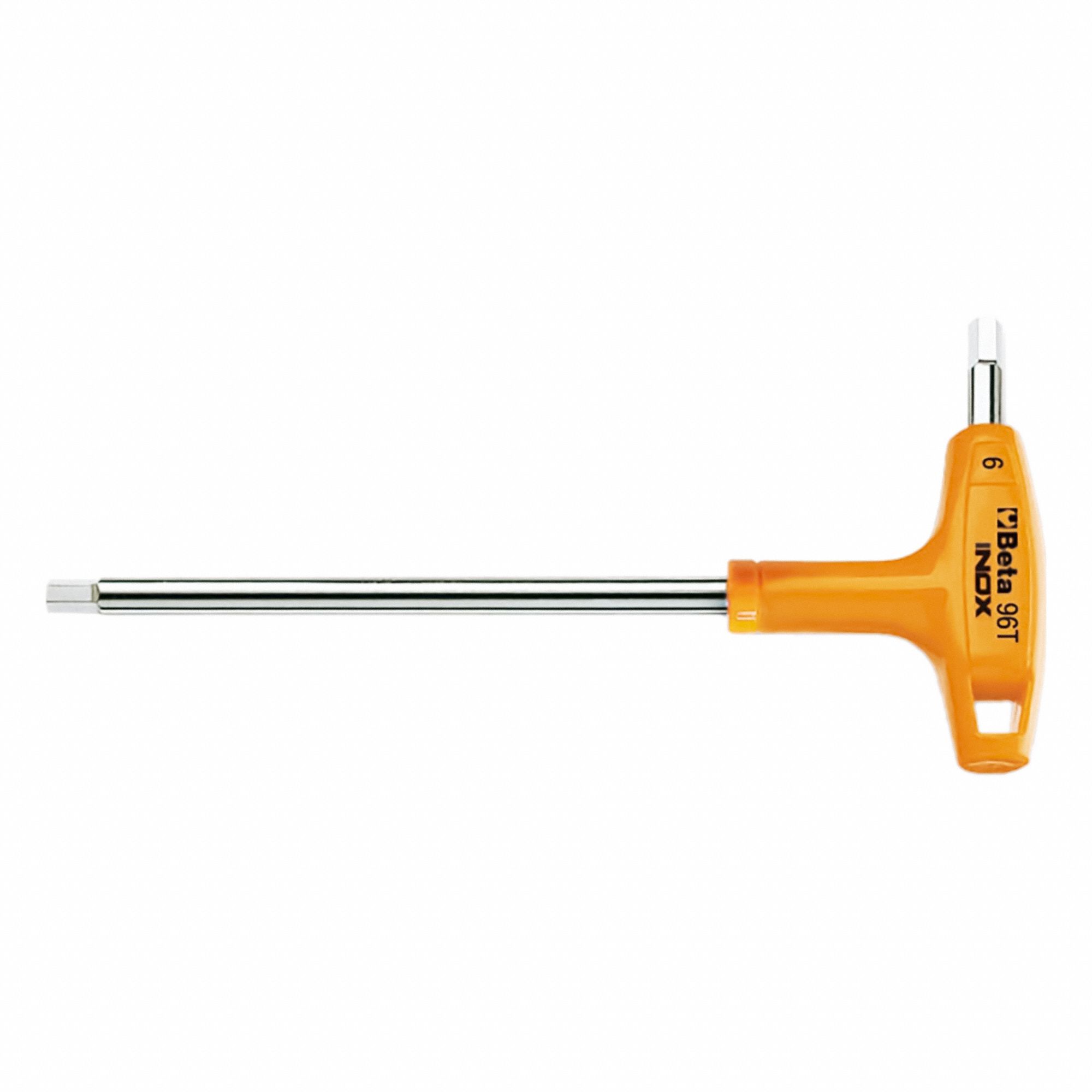 Hex Key: 0 Ball Ends, 10 mm Tip Size, Metric, Long, Stainless Steel, Satin, 5 1/2 in Handle Lg
