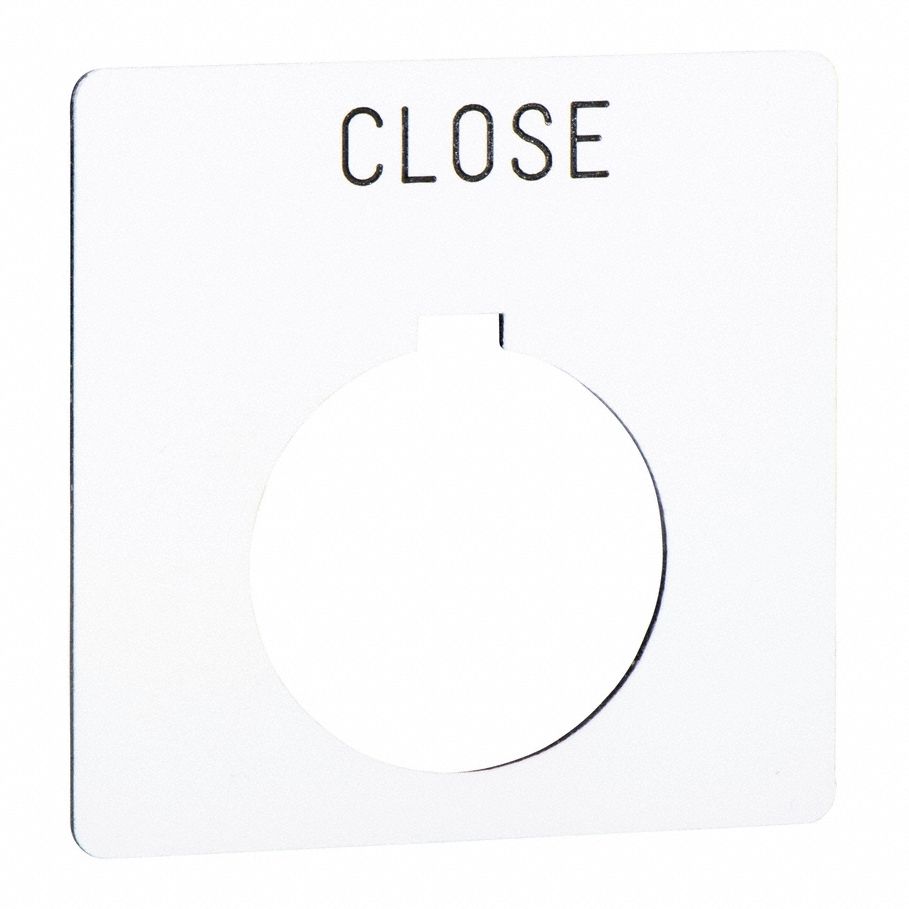 Legend Plate: 30 mm Panel Mounting Size, Square, 2 1/4 in Overall Ht x 2 1/4 in Overall Wd