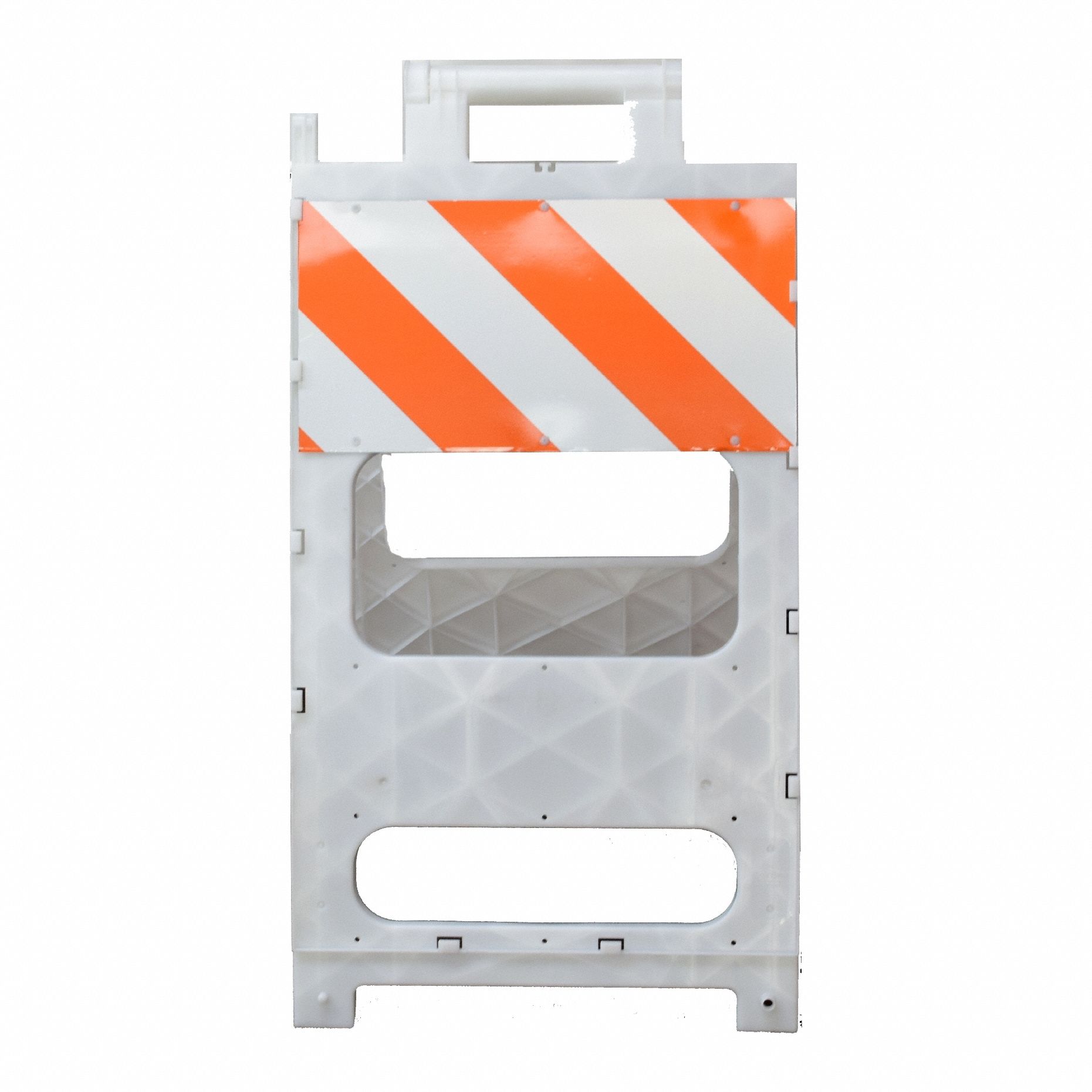 Flat Folding Barricade: 45 1/5 in Overall Ht, 24 1/2 in x 45 1/5 in, Engineer, Reflective