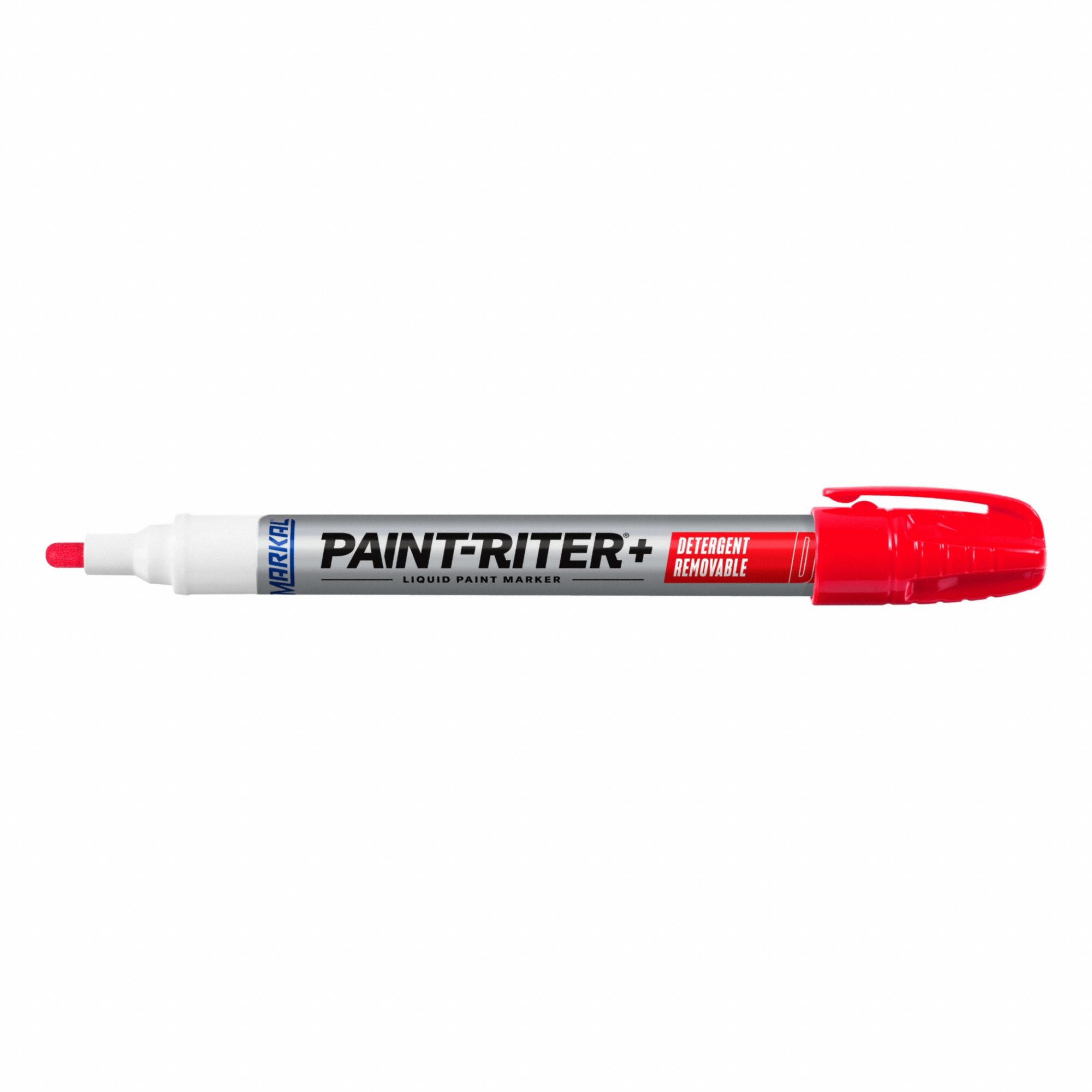 Liquid Paint Marker: Detergent Removable, Red, 3.18 mm Tip Wd, Point