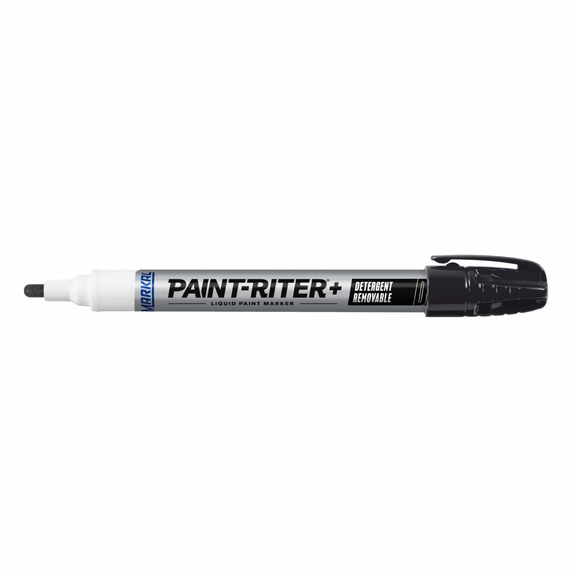 Liquid Paint Marker: Detergent Removable, Black, 3.18 mm Tip Wd, Point