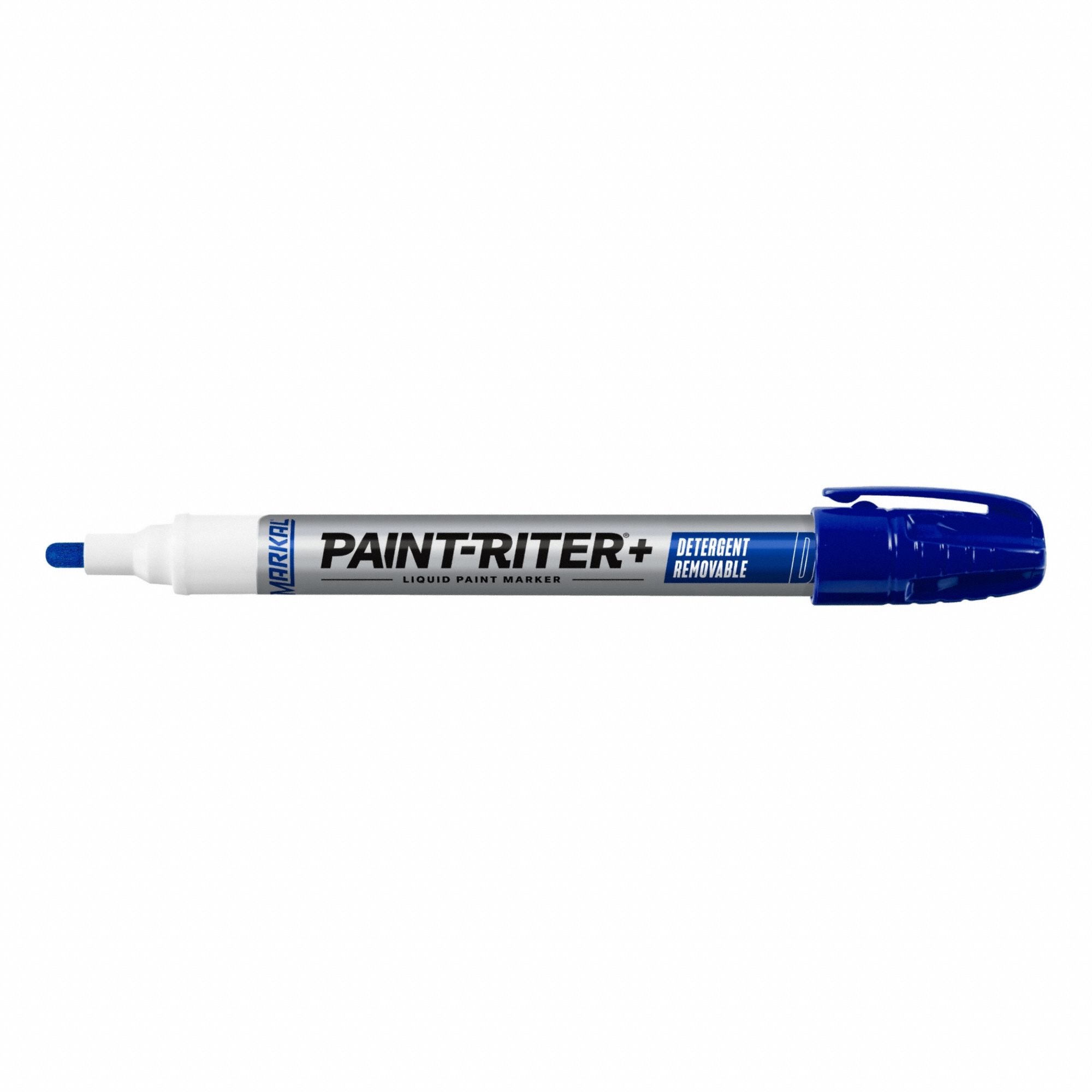 Liquid Paint Marker: Detergent Removable, Blue, 3.18 mm Tip Wd, Point