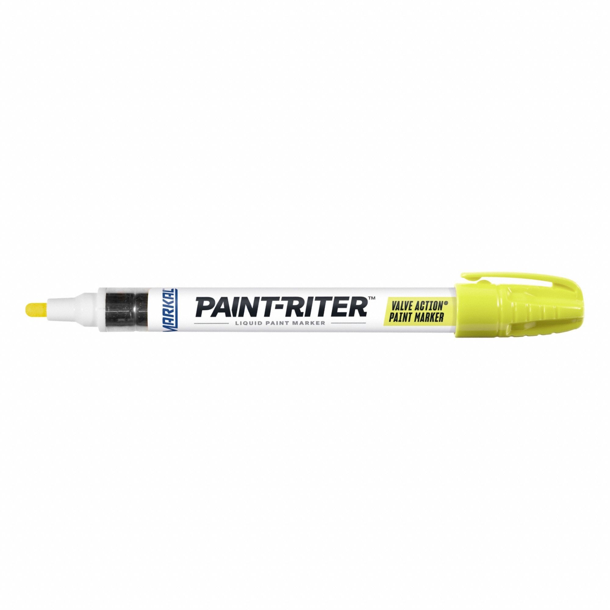 Liquid Paint Marker: 3.18 mm Tip Wd, Fiber, Fluorescent Yellow, Point