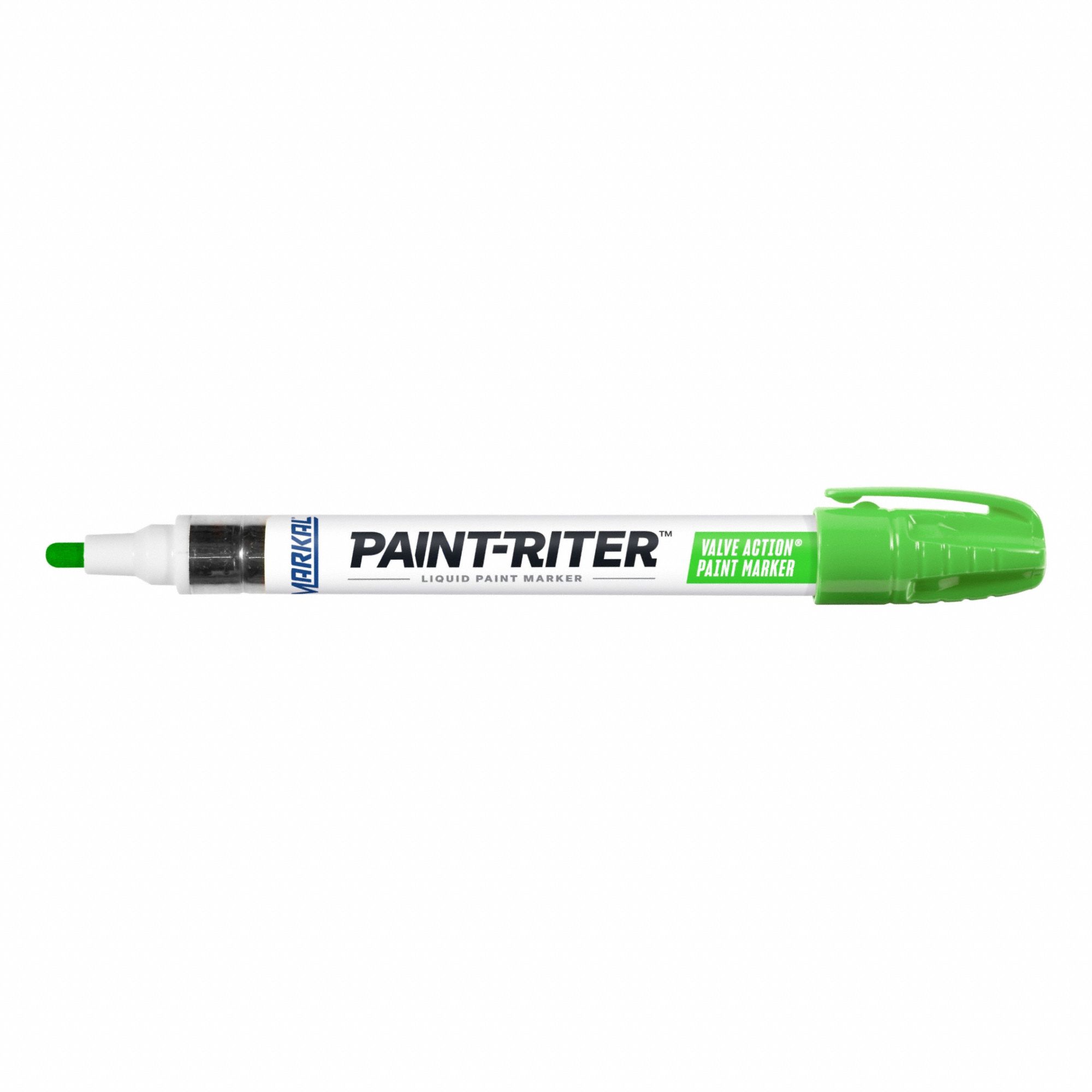 Liquid Paint Marker: 3.18 mm Tip Wd, Fiber, Fluorescent Green, Point