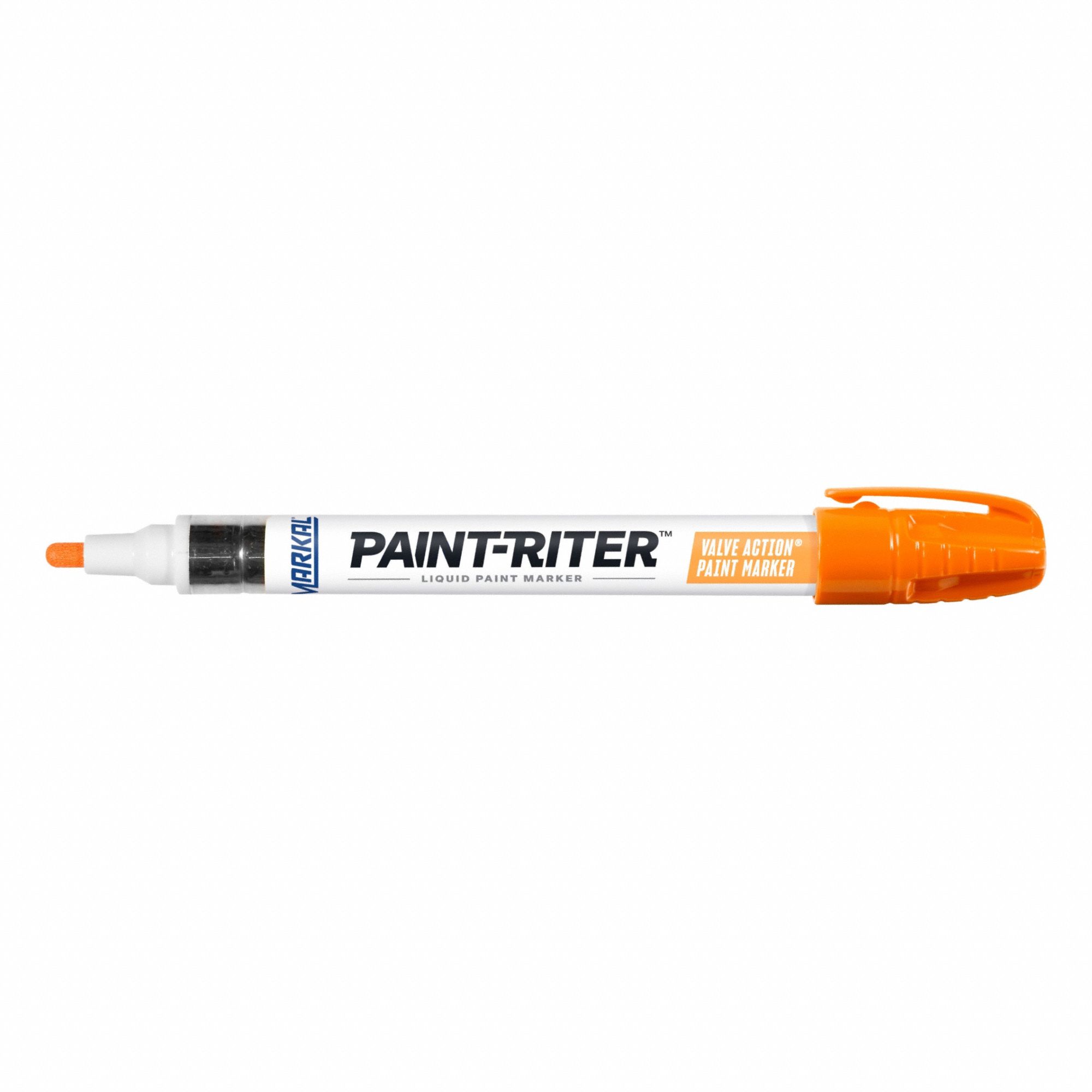 Liquid Paint Marker: 3.18 mm Tip Wd, Fiber, Fluorescent Orange, Point