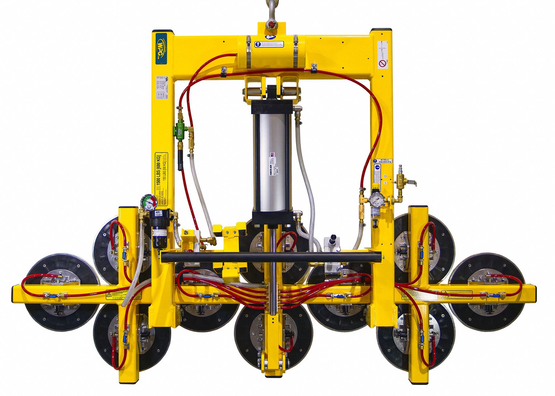 Vacuum Lifter: 1, 500 lb Max Load Capacity, Stone, Textured, 90° Tilt, Pneumatic