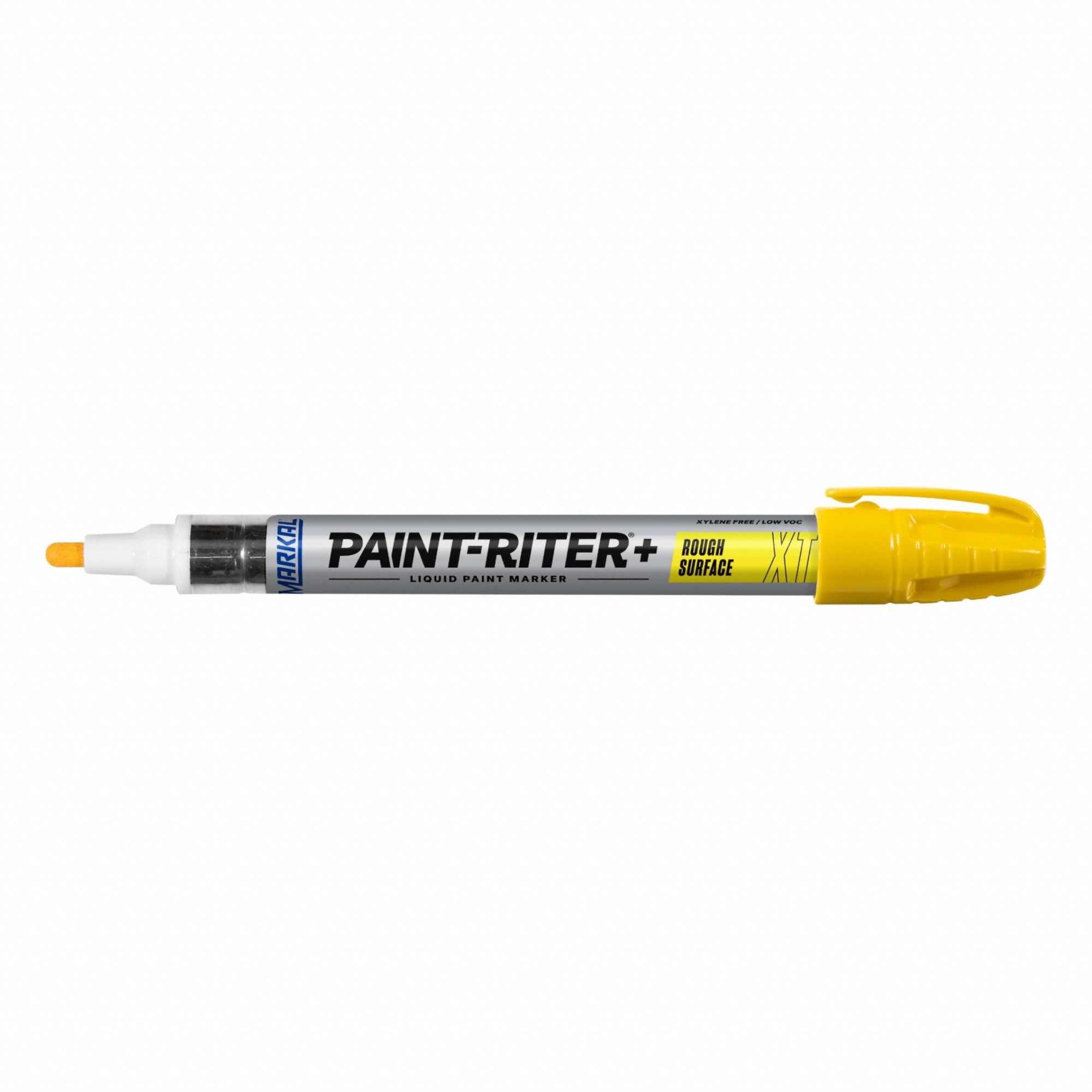 Liquid Paint Marker: 3.18 mm Tip Wd, Fiber Nib, Yellow, Point, Rough Surfaces