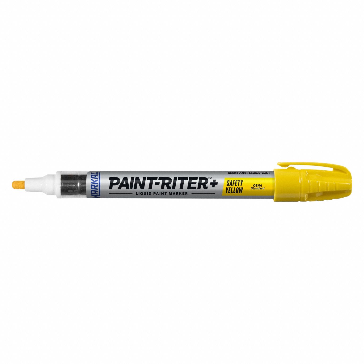 Liquid Paint Marker: 3 mm Tip Wd, Fiber Nib, Yellow, Point