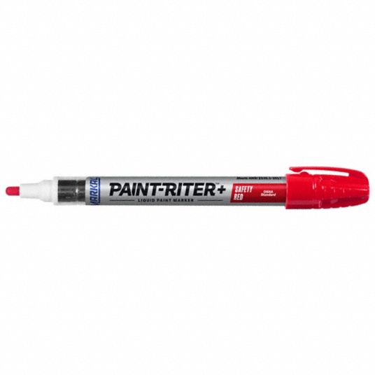 Markal Paint-Riter Water-Based Paint Marker, Red, 1/8 in, Medium Tip, 12/EA