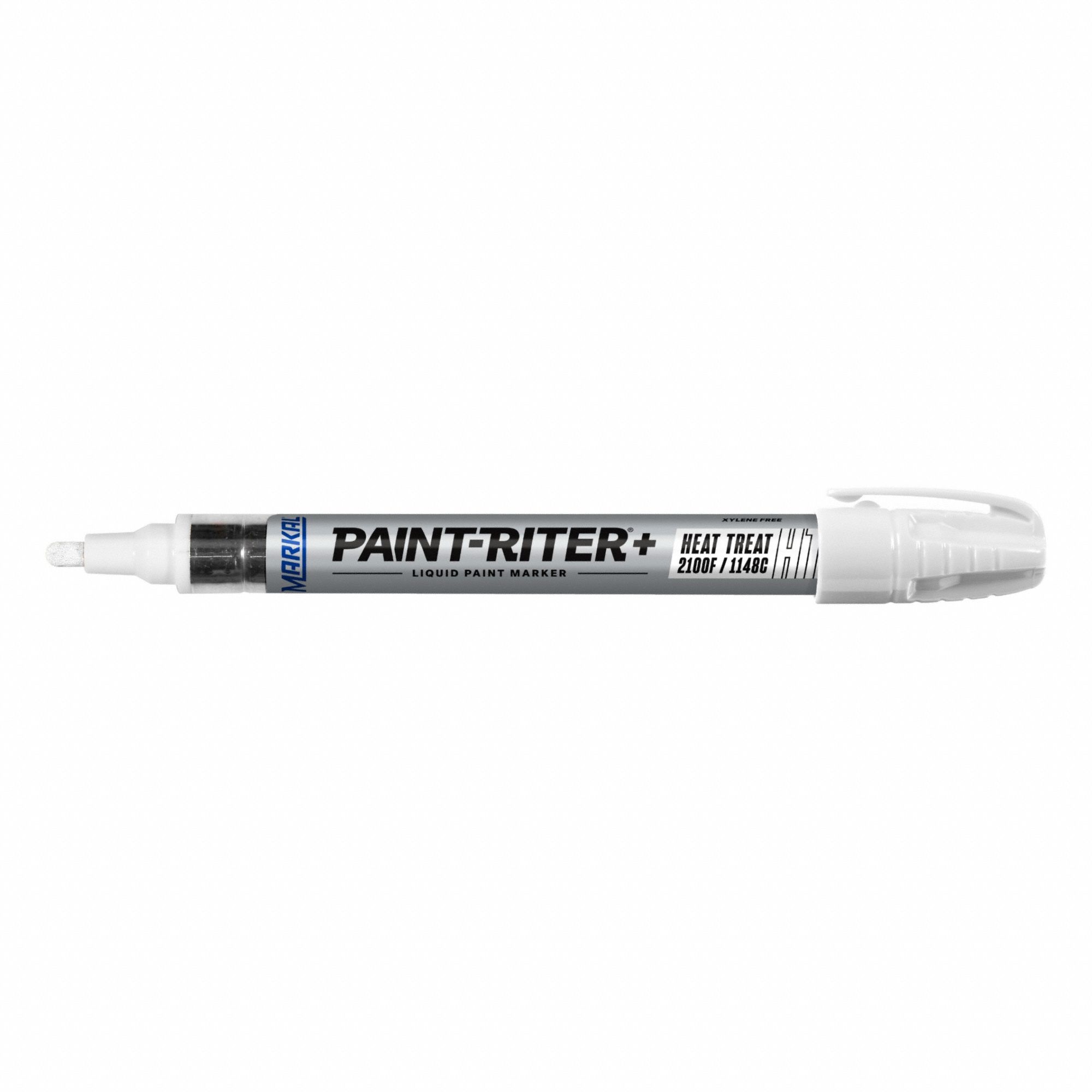 Liquid Paint Marker: 3.18 mm Tip Wd, Fiber Nib, White, Point, Hot Surfaces