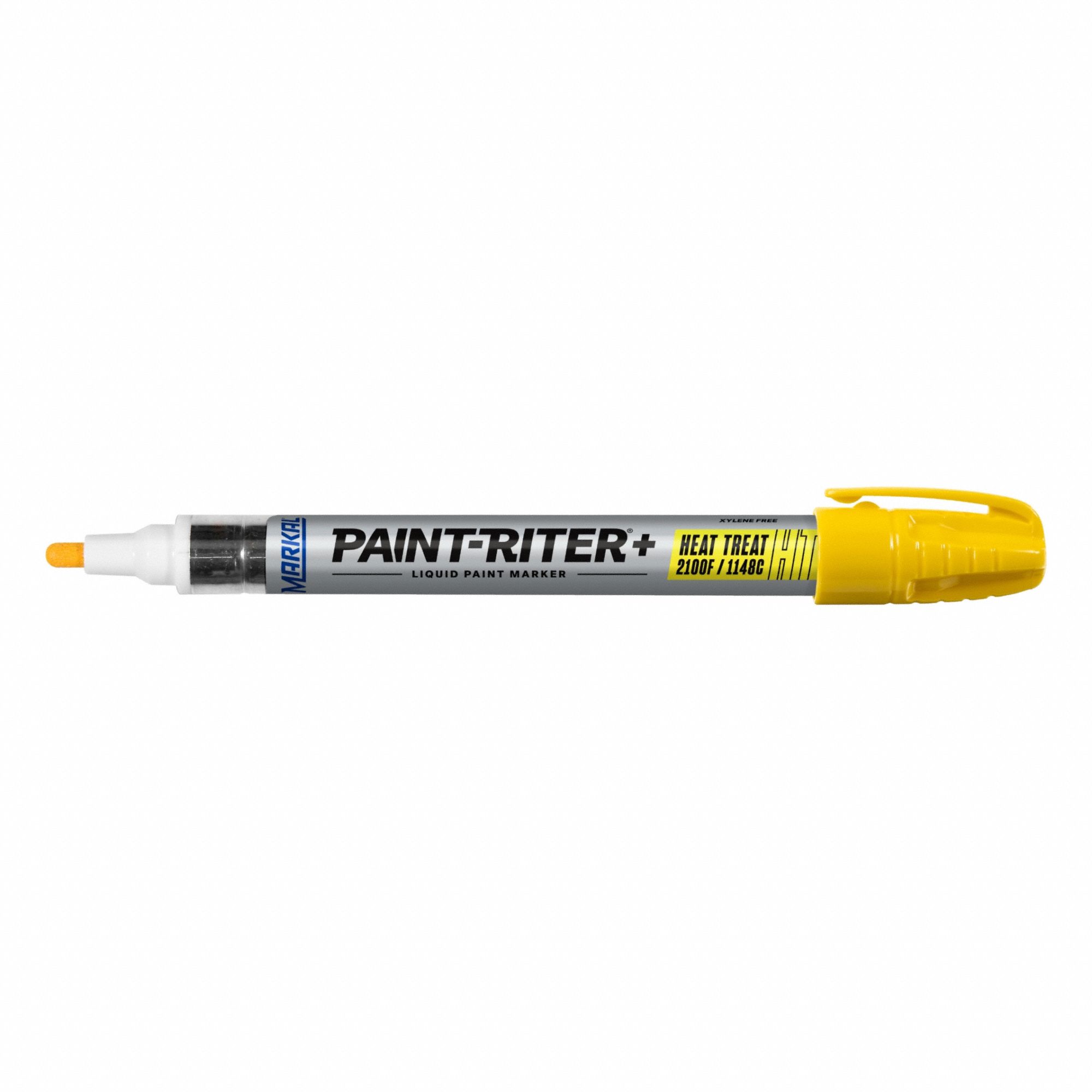 Liquid Paint Marker: 3.18 mm Tip Wd, Fiber Nib, Yellow, Point, Hot Surfaces