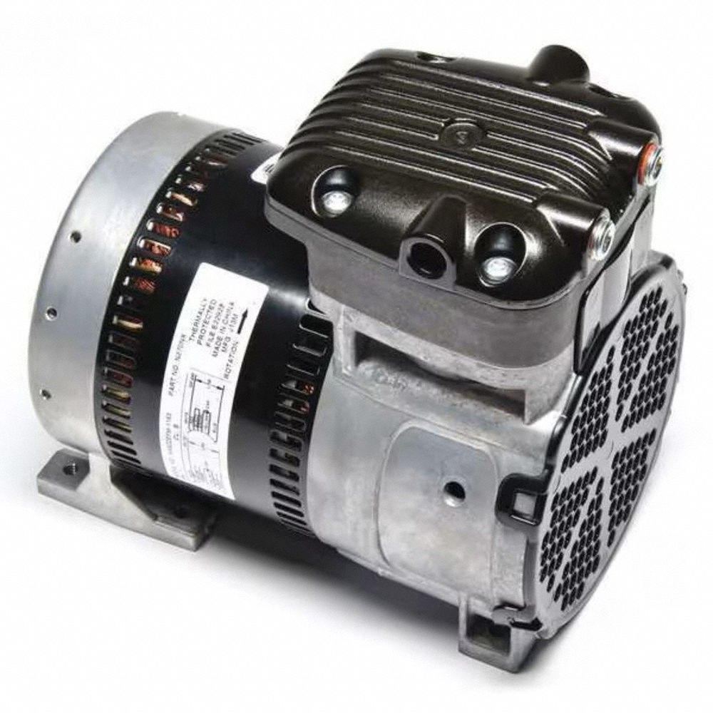 Rocking Piston Air Compressor: 0.25 hp, 1 Phase, 115/230V AC, 100 psi Max Continuous Pressure