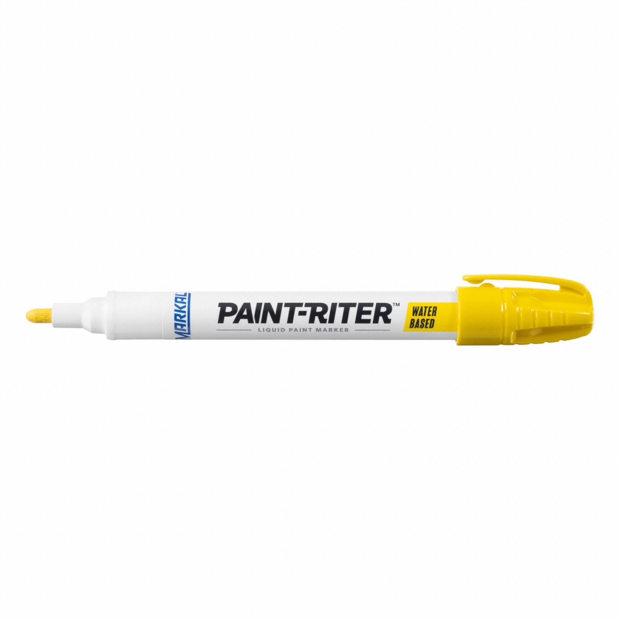Liquid Paint Marker: 3.18 mm Tip Wd, Fiber Nib, Yellow, Point, Gen Purpose