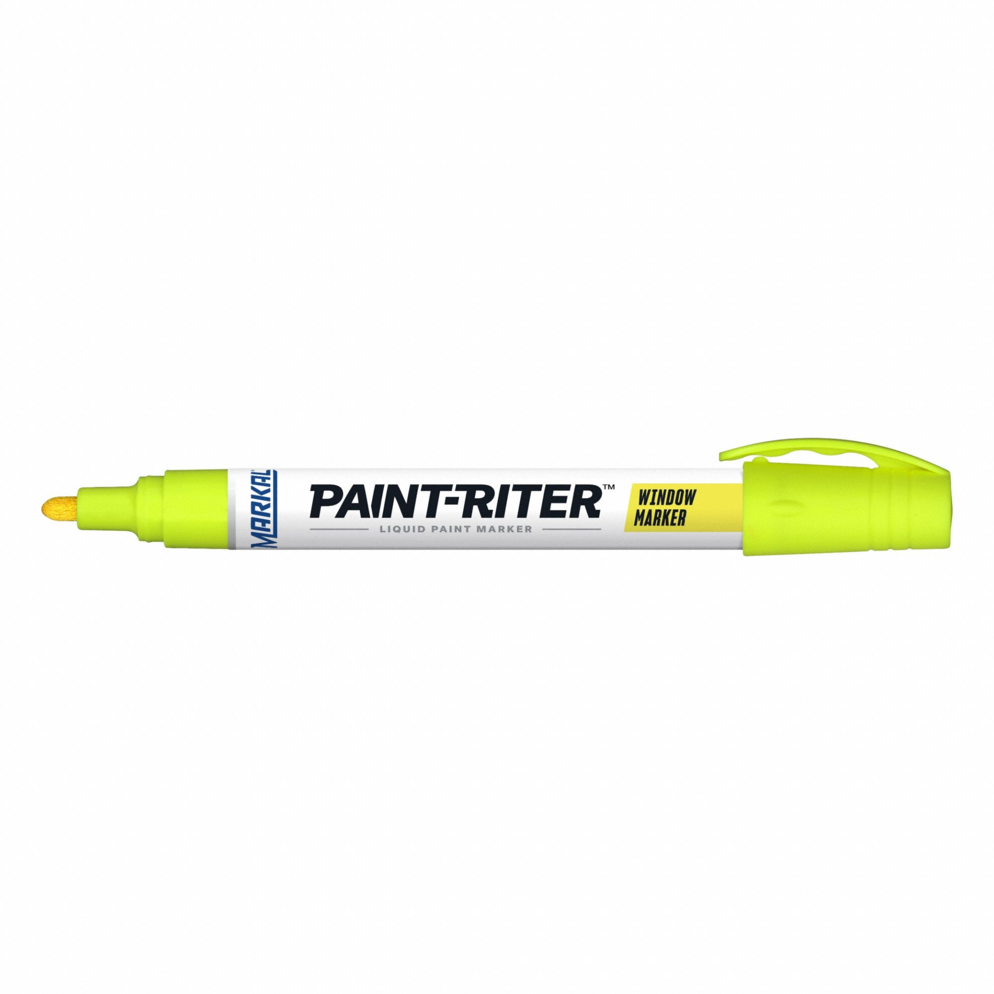 Liquid Paint Marker: Water Removable, Yellow, 3.18 mm Tip Wd, Point